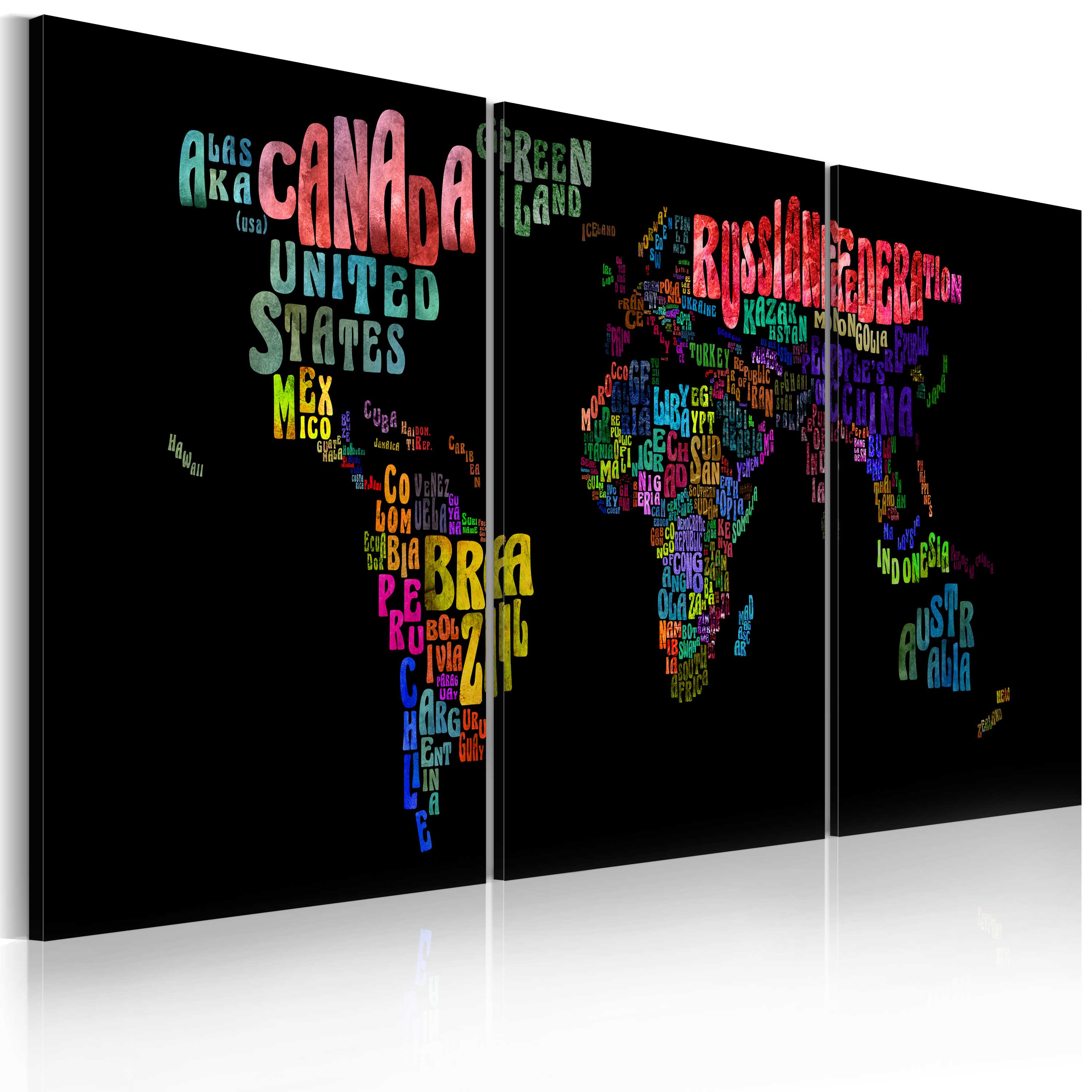 Canvas Print - Text map of the World - 60x30