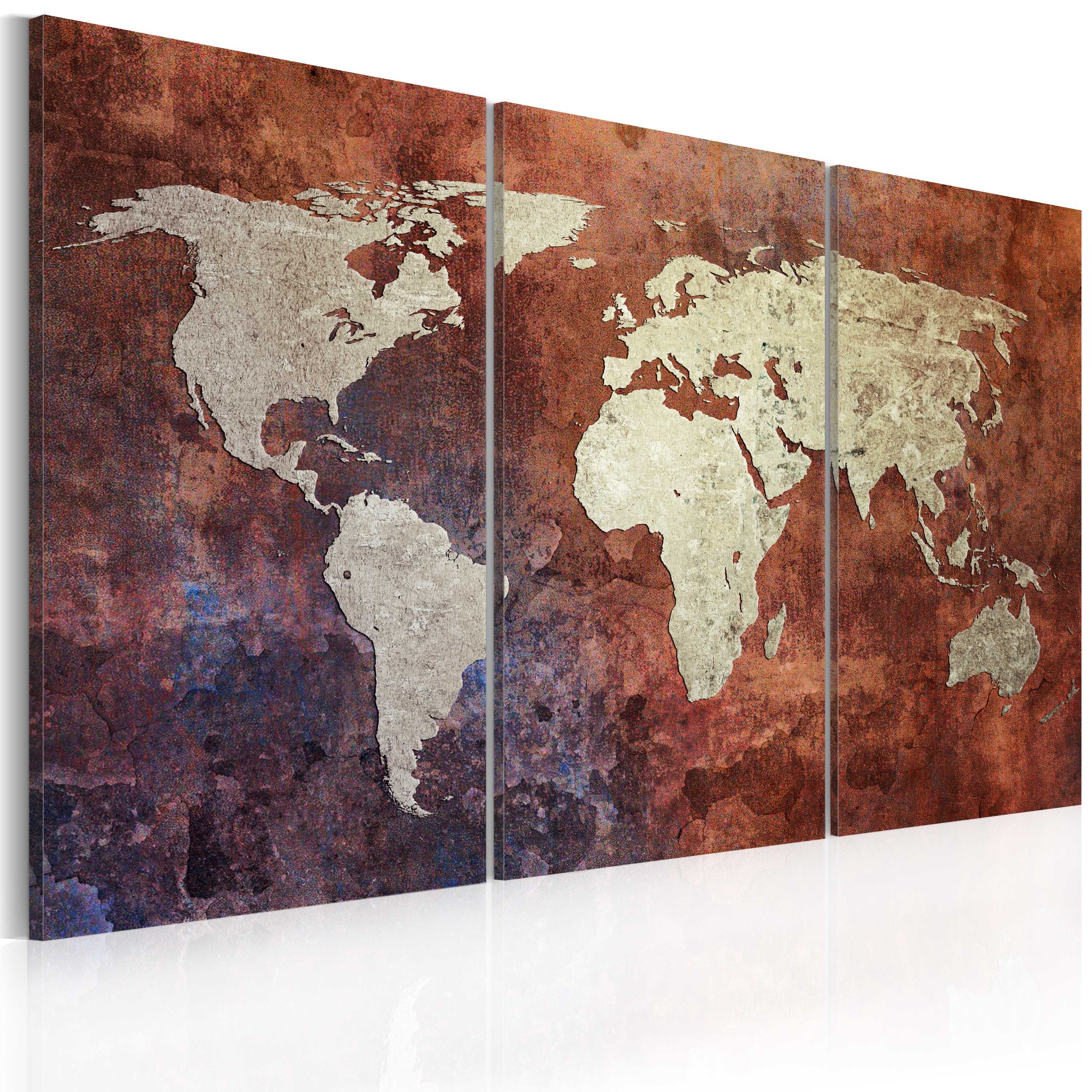 Canvas Print - Rusty map of the World - triptych - 90x60