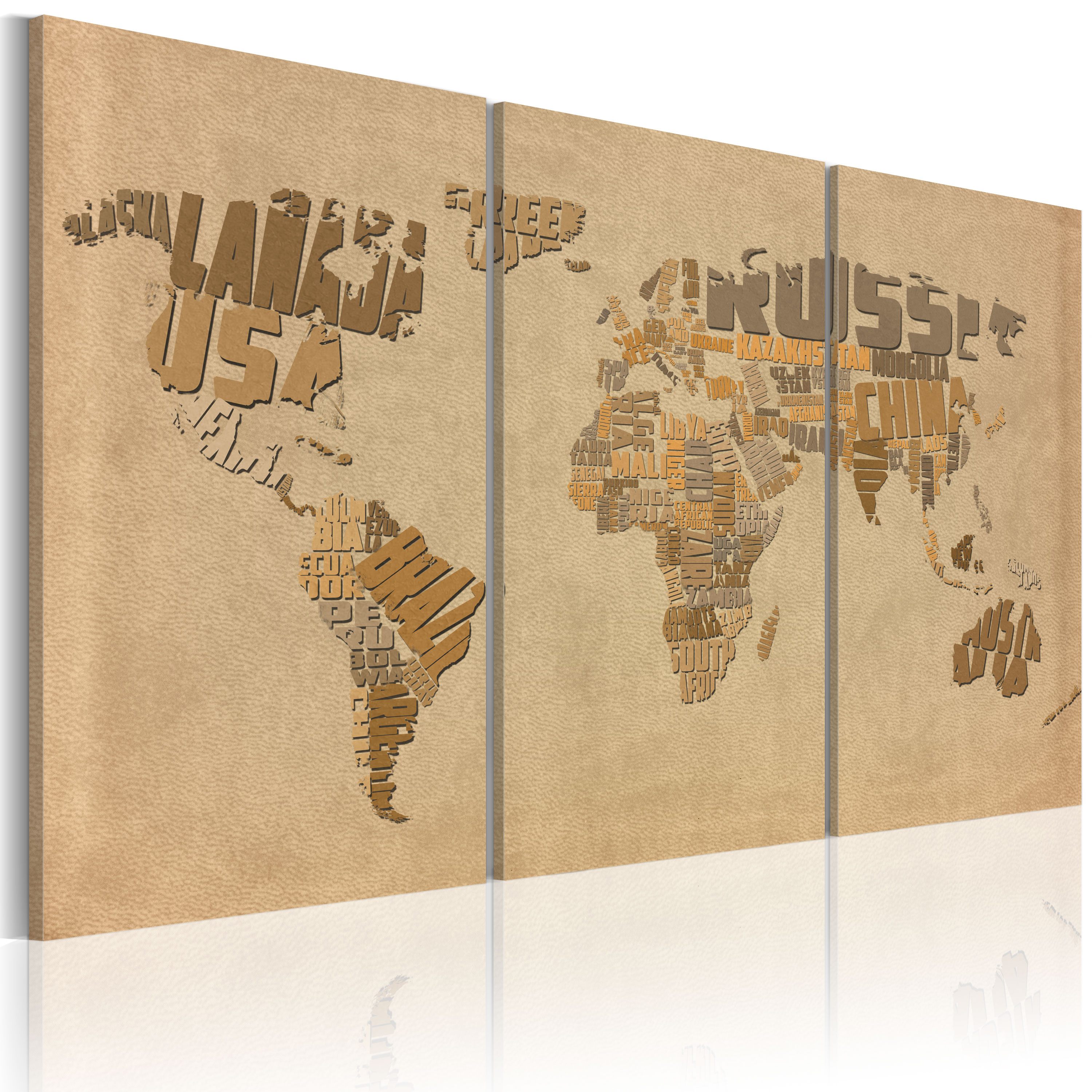 Canvas Print - Old map of the World - triptych - 90x60