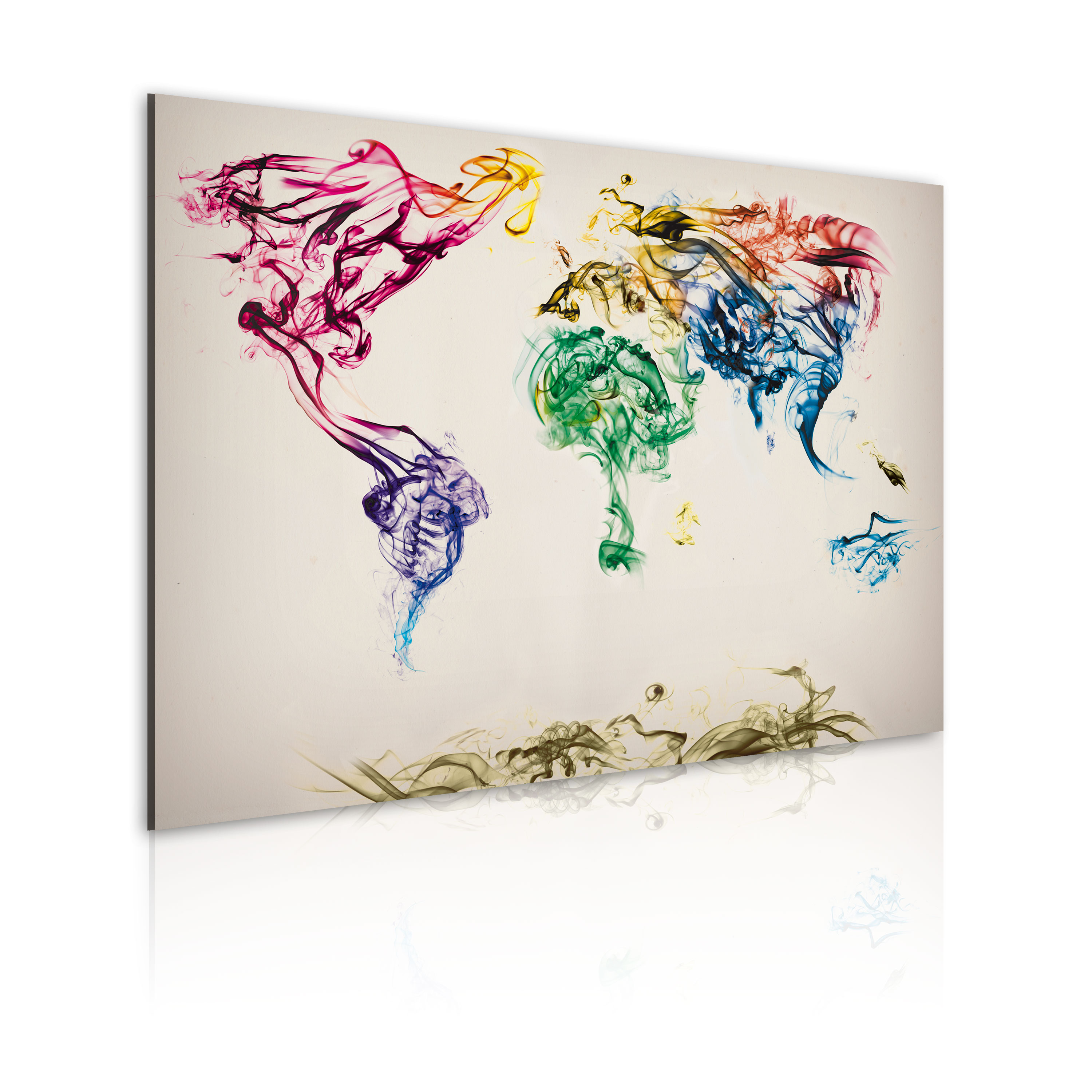 Canvas Print - The World map - colored smoke trails - 120x80