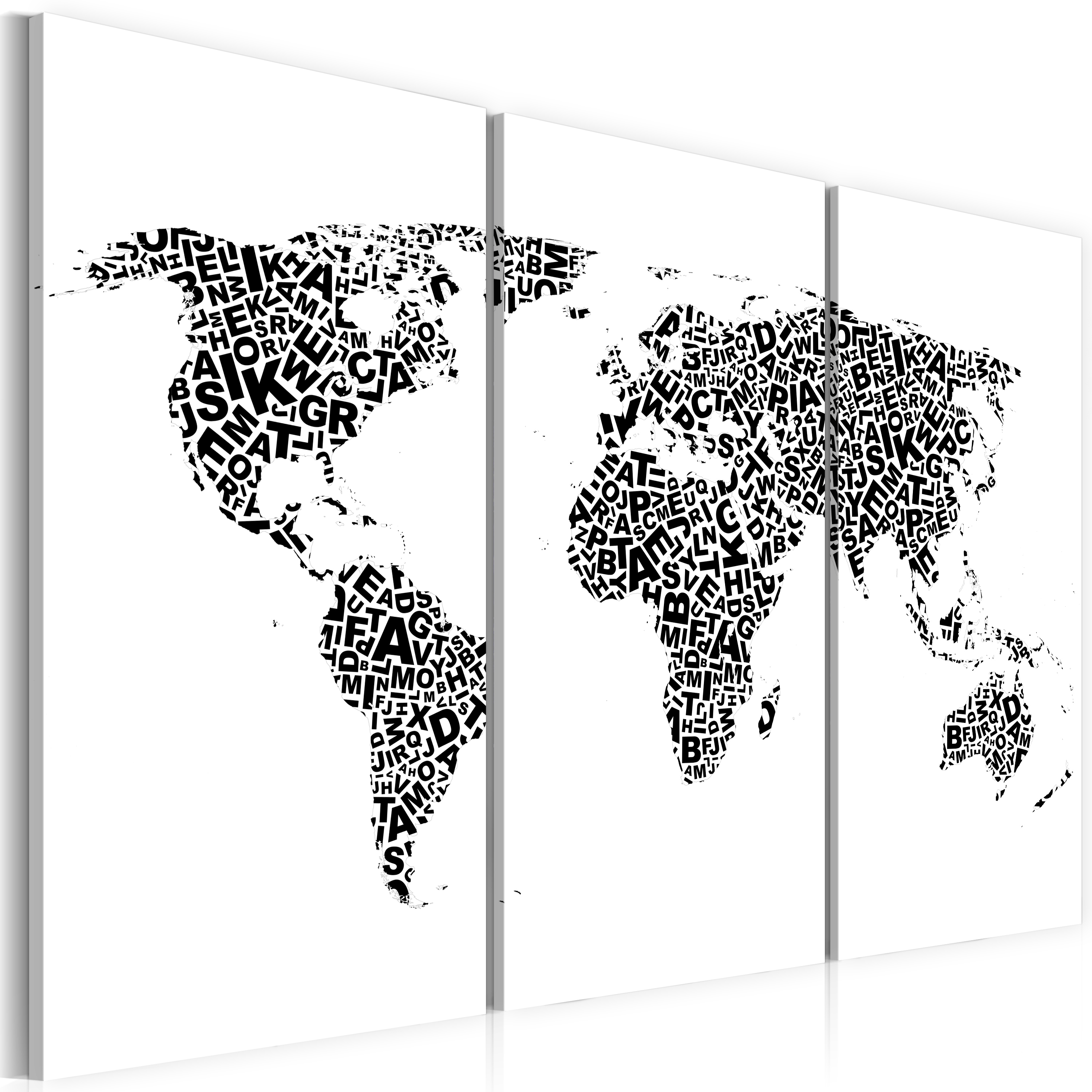Canvas Print - The World map - alphabet - triptych - 90x60