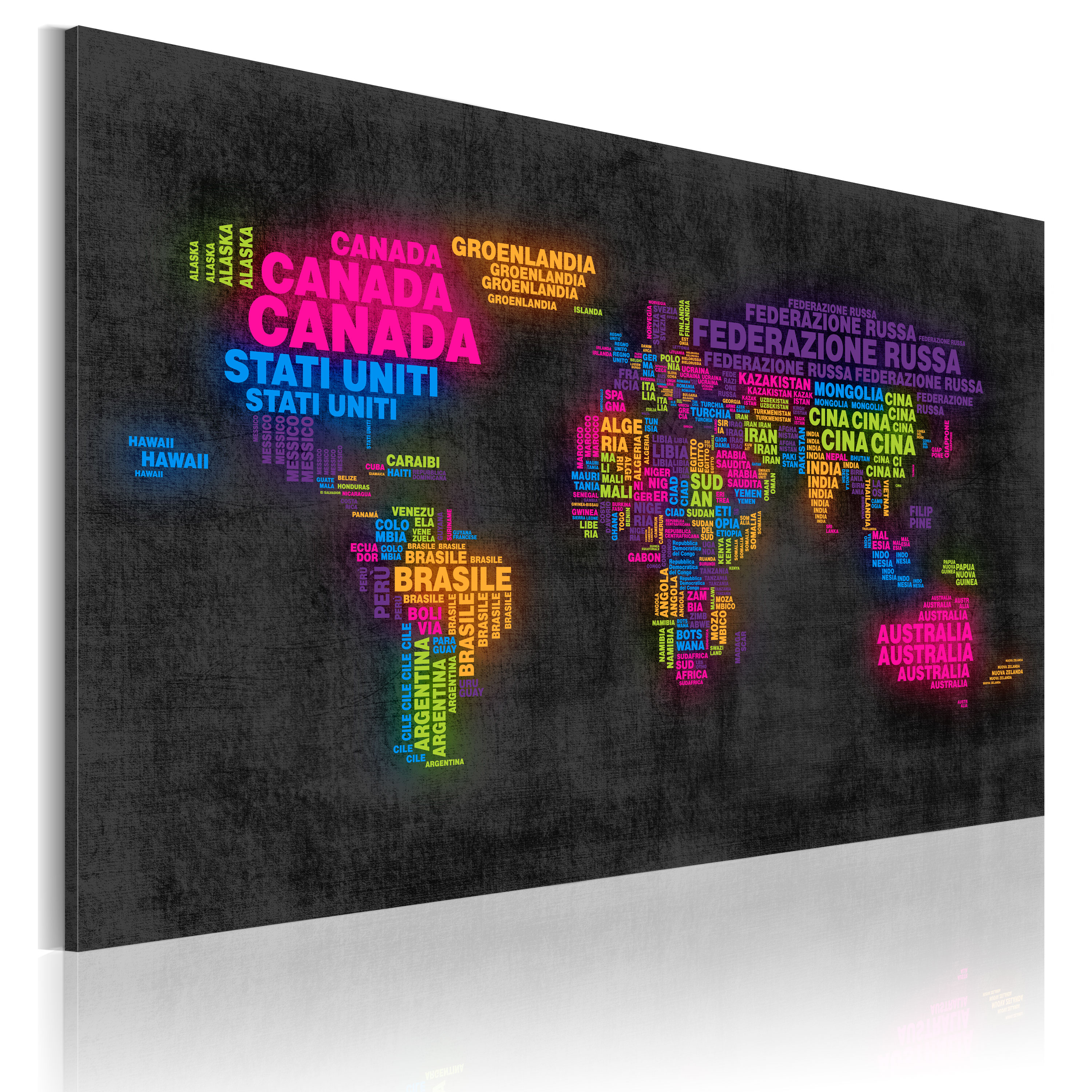 Canvas Print - The map of the World - Italian names of countries - 120x80