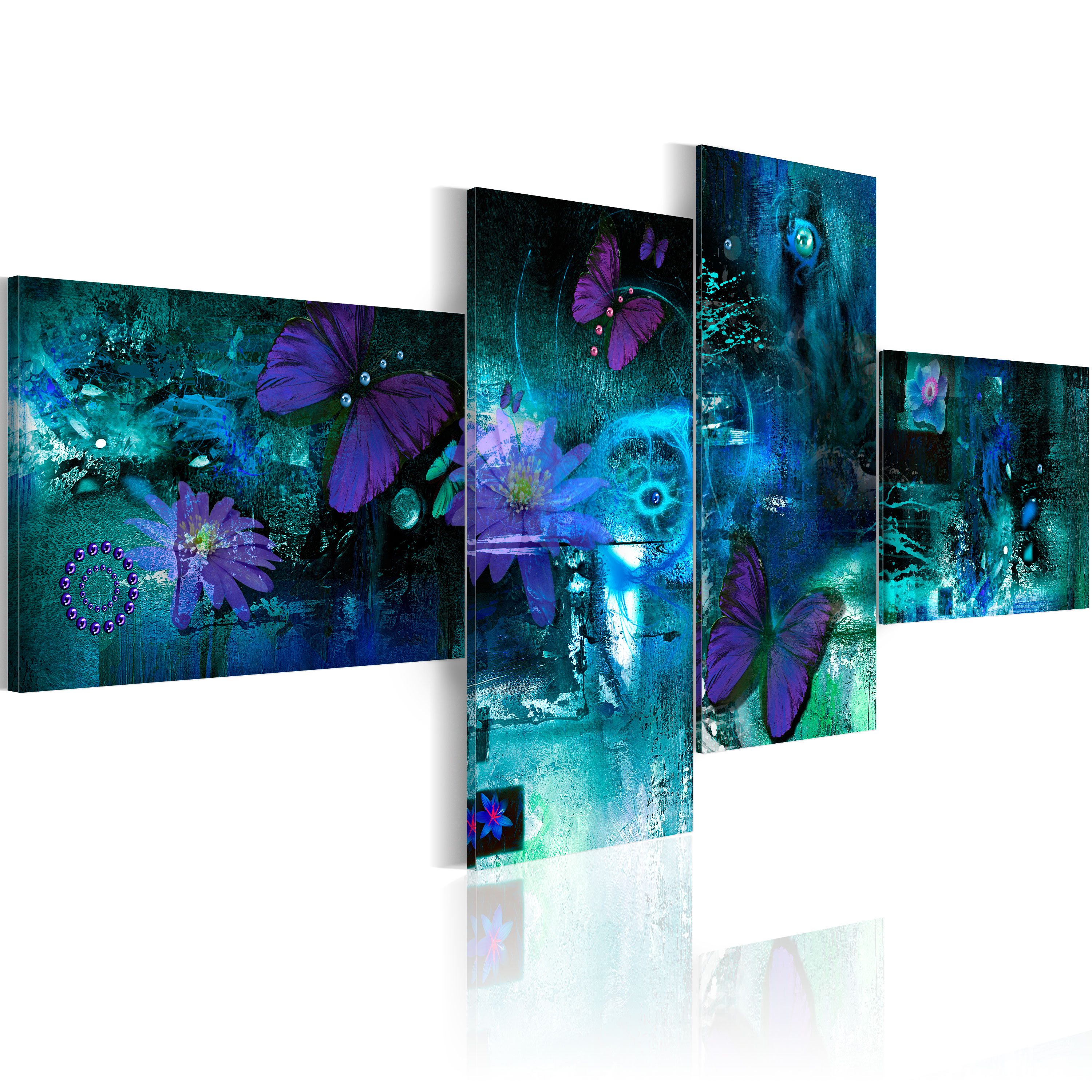 Canvas Print - Butterflies in turquoise - 100x45