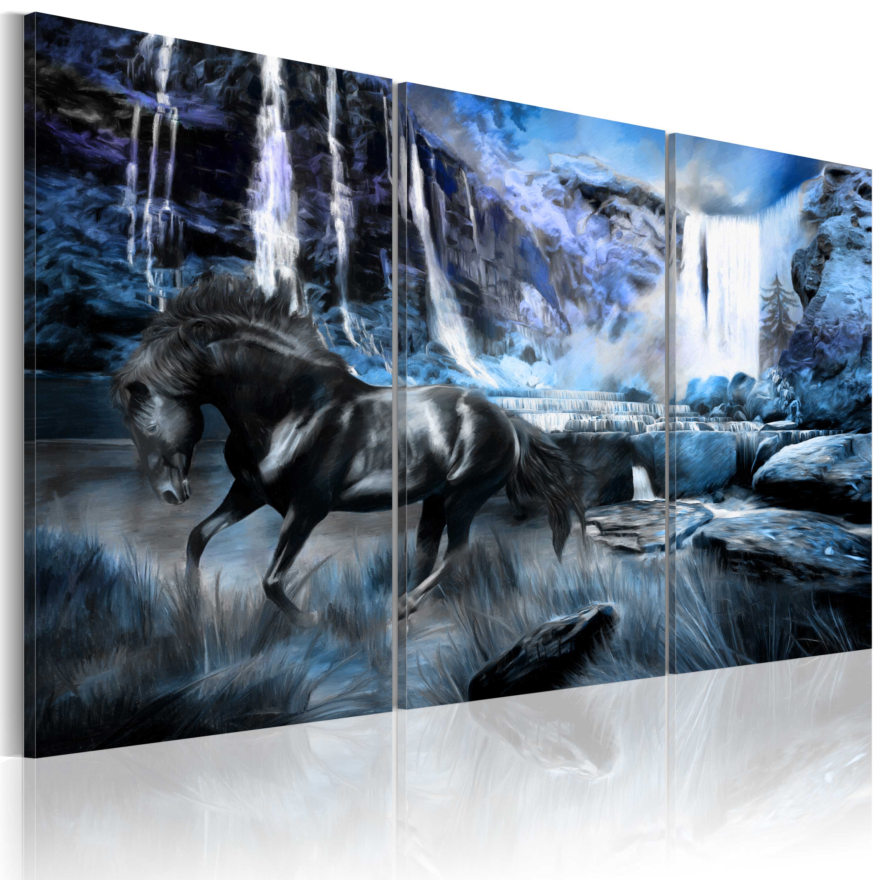 Canvas Print - Waterfall in colour of sapphire - 90x60