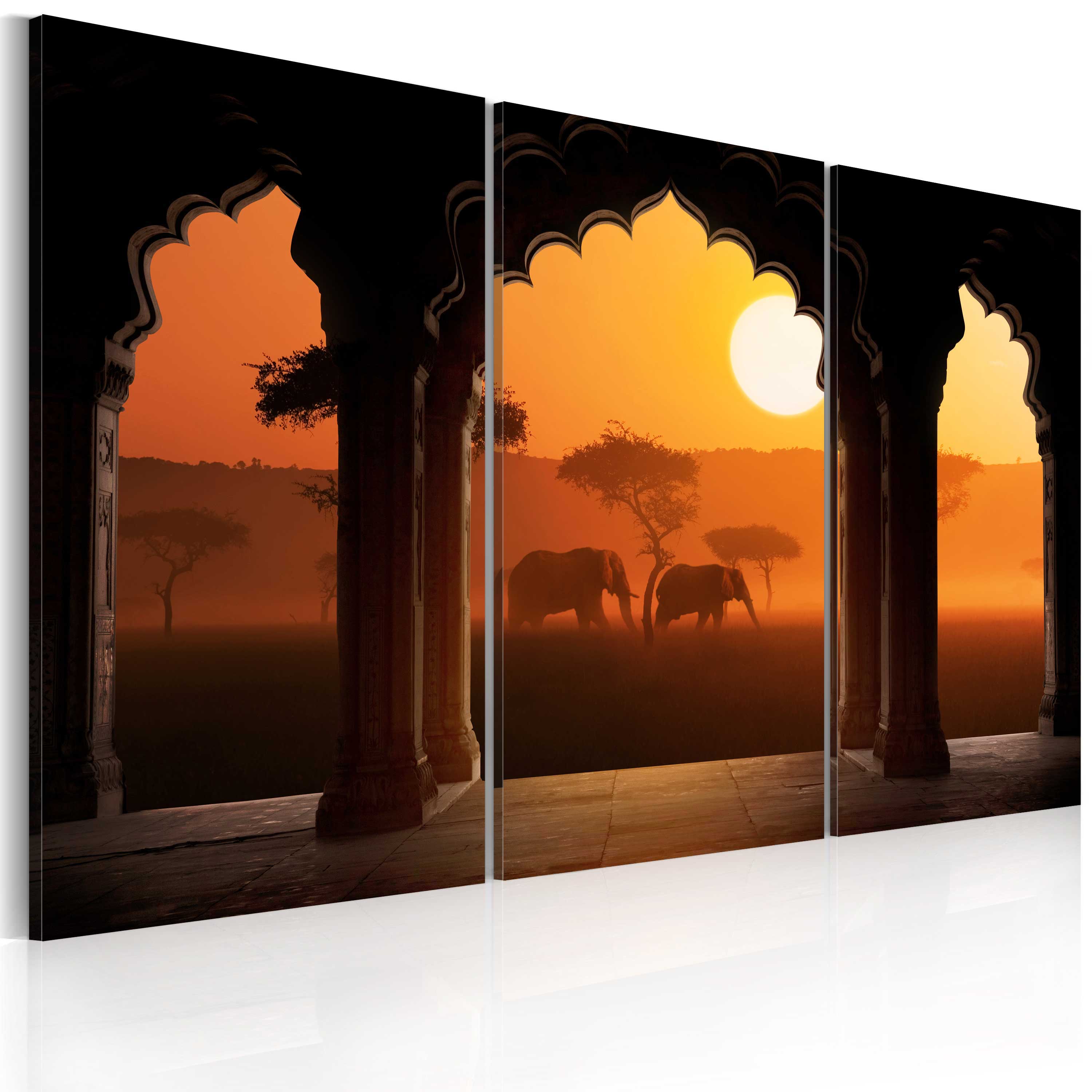 Canvas Print - The tranquillity of Africa - triptych - 60x40