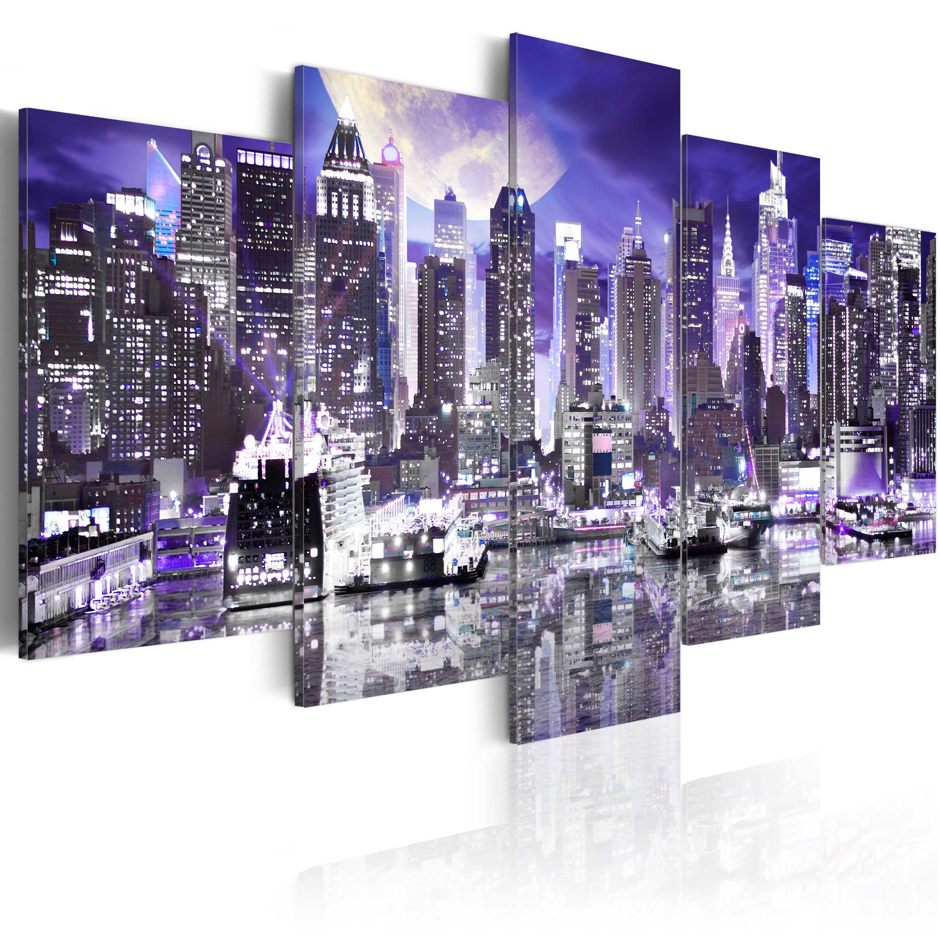 Canvas Print - Moonlit night in New York City - 200x100