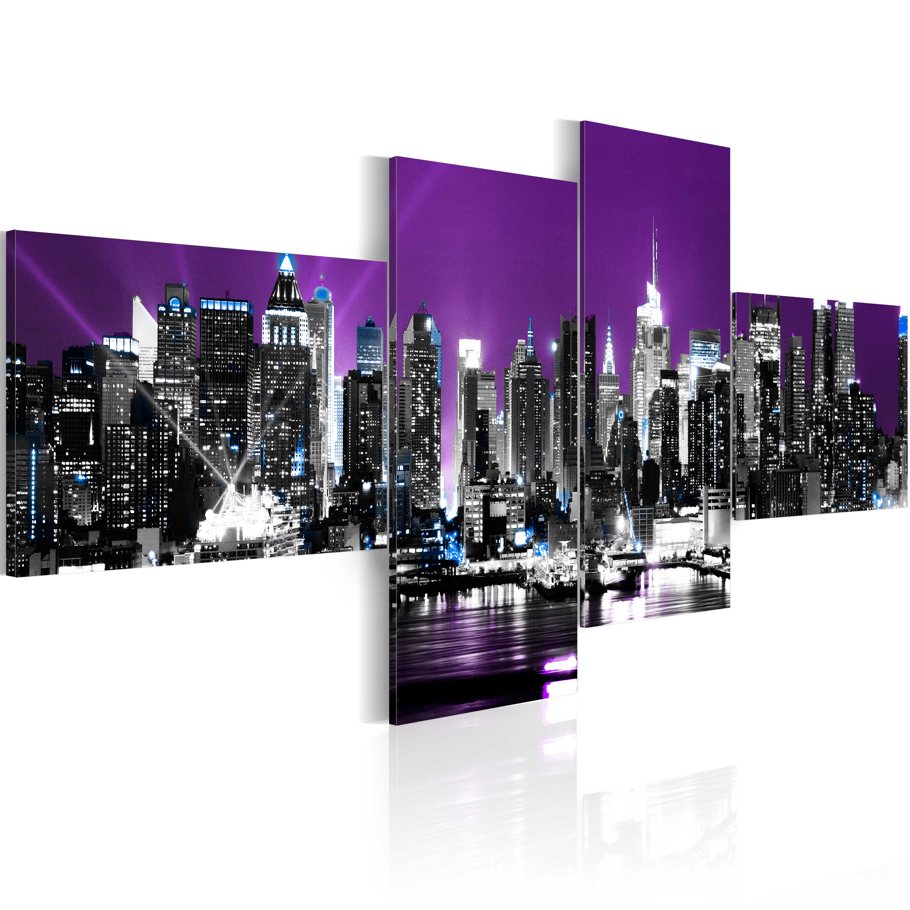 Canvas Print - New York on a violet background - 200x90