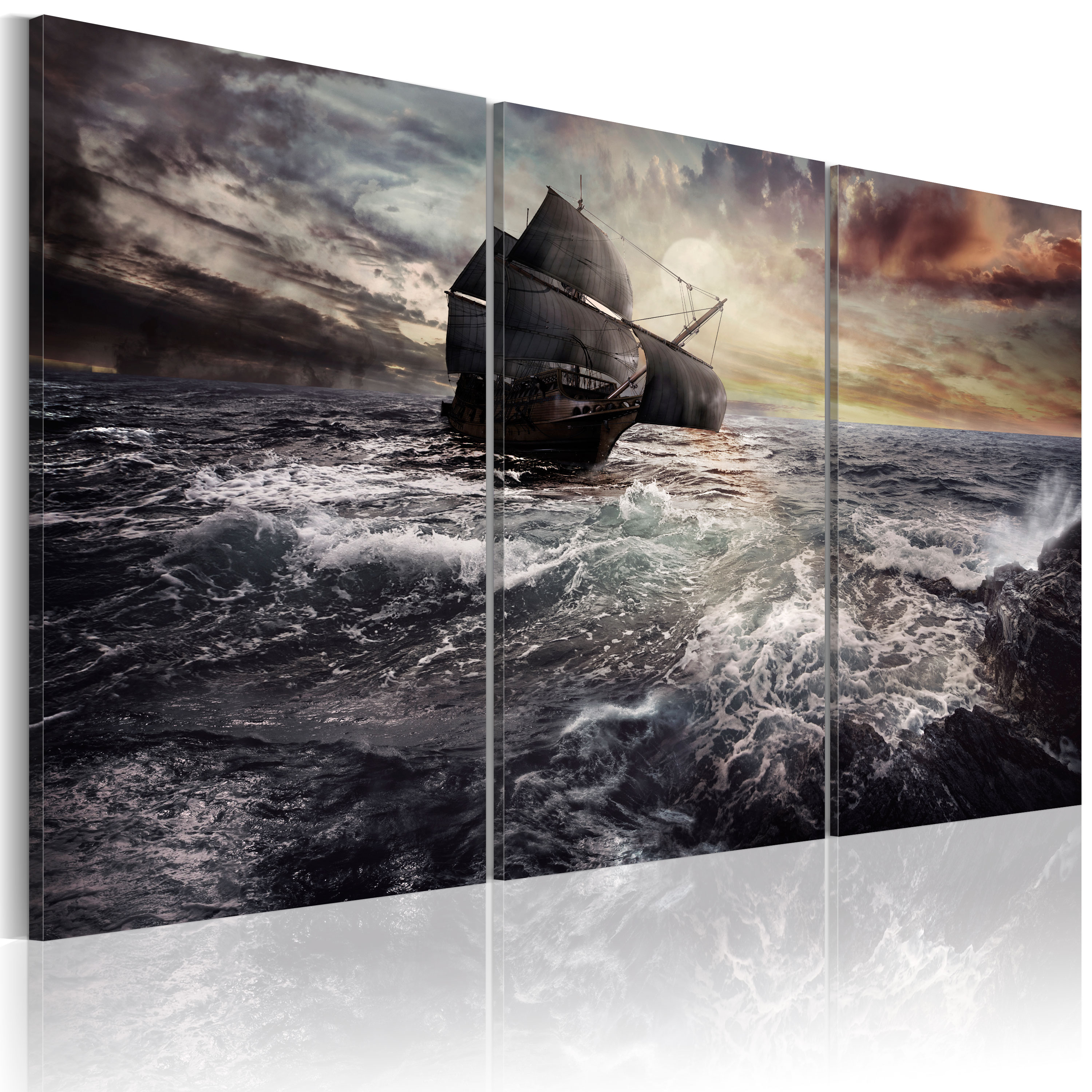 Canvas Print - Lonely ship on a high seas - 90x60