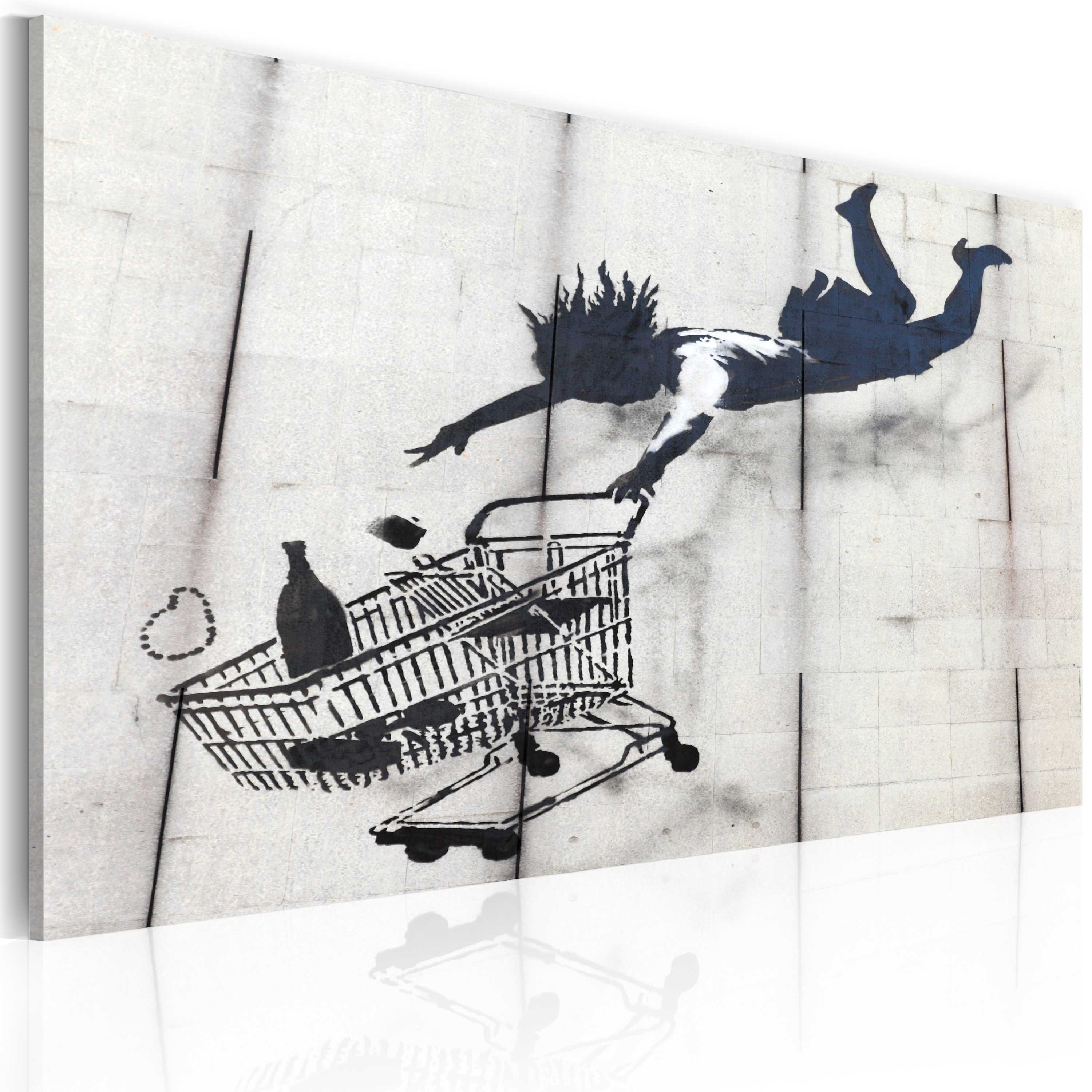 Canvas Print - Falling woman with supermarket trolley (Banksy) - 60x40