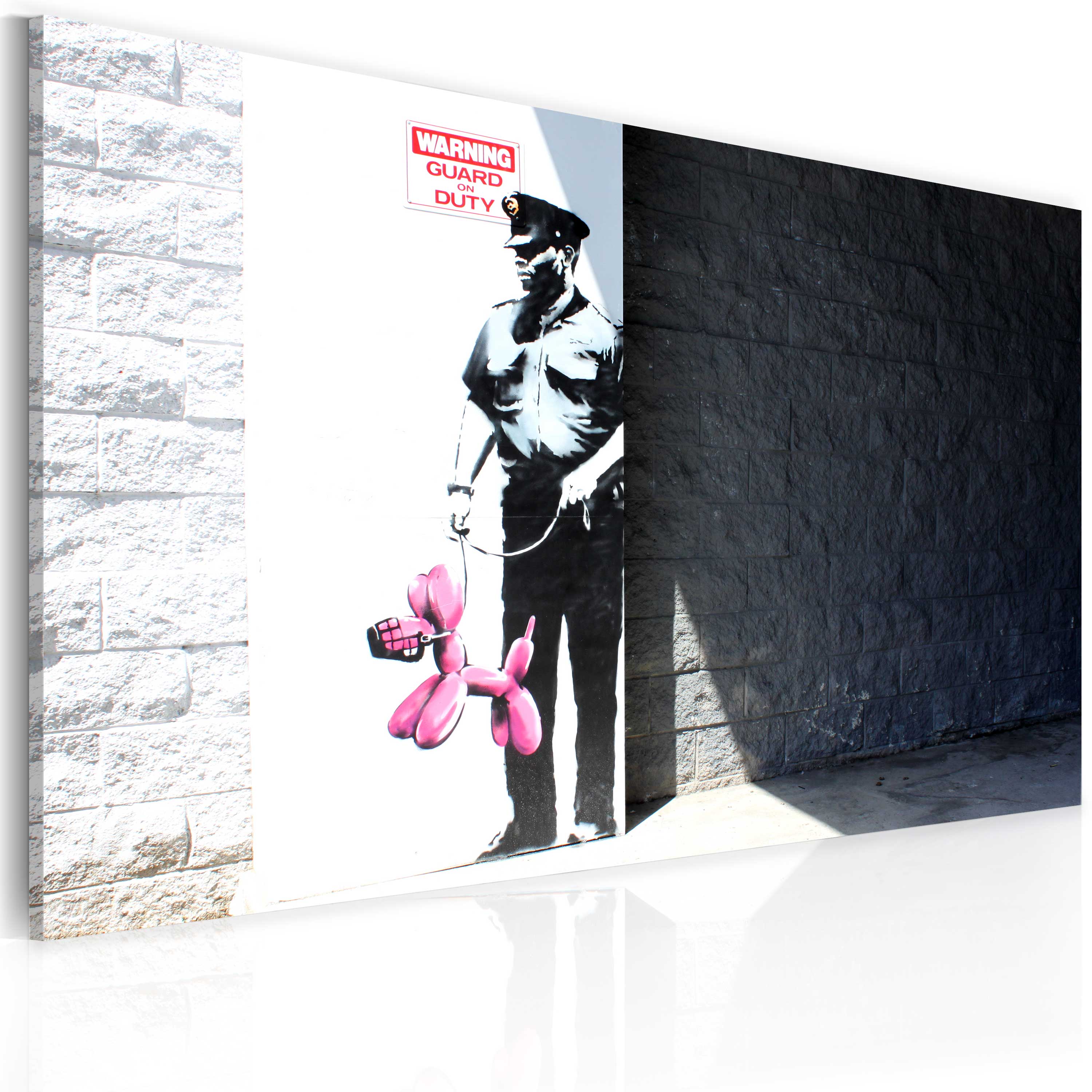Canvas Print - Police guard and pink balloon dog (Banksy) - 60x40