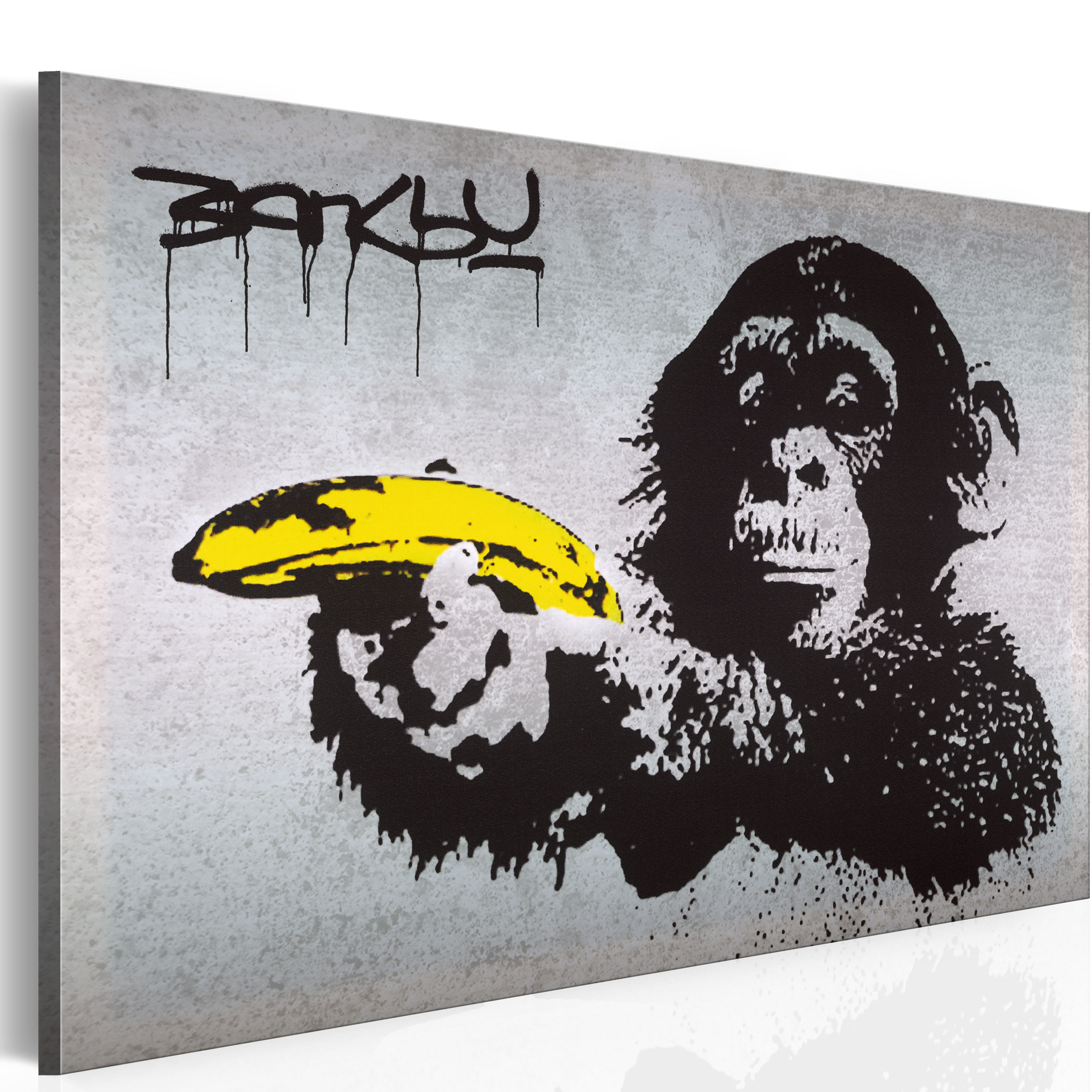 Canvas Print - Stop or the monkey will shoot! (Banksy) - 120x80