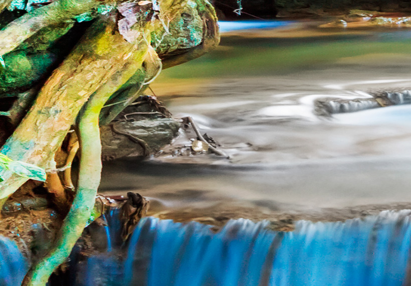 Wasserfall Vlies Leinwandbilder 5 tlg Wandbilder XXL Landschaft Natur Bäume Wald
