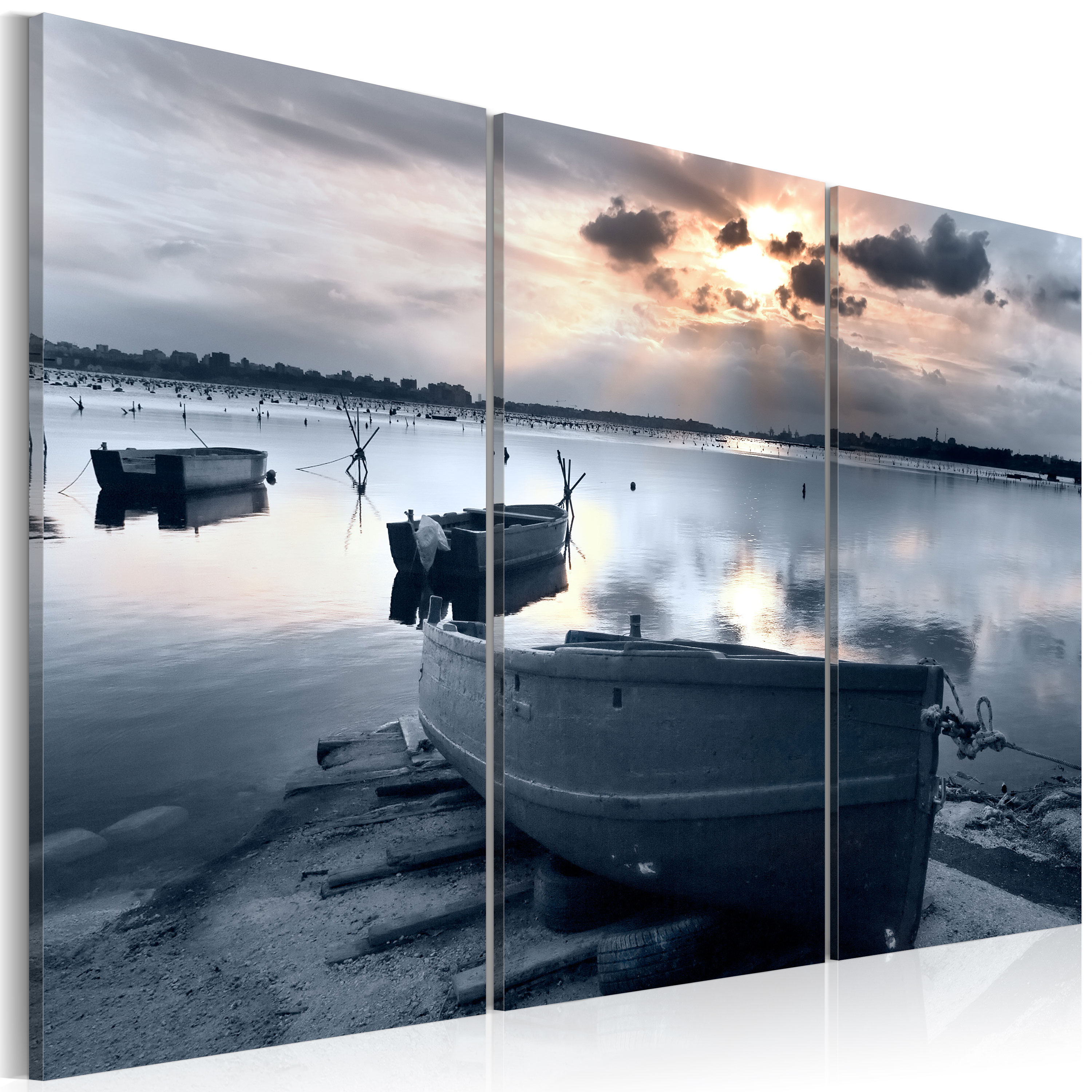 Canvas Print - A small boat by a lake - 90x60