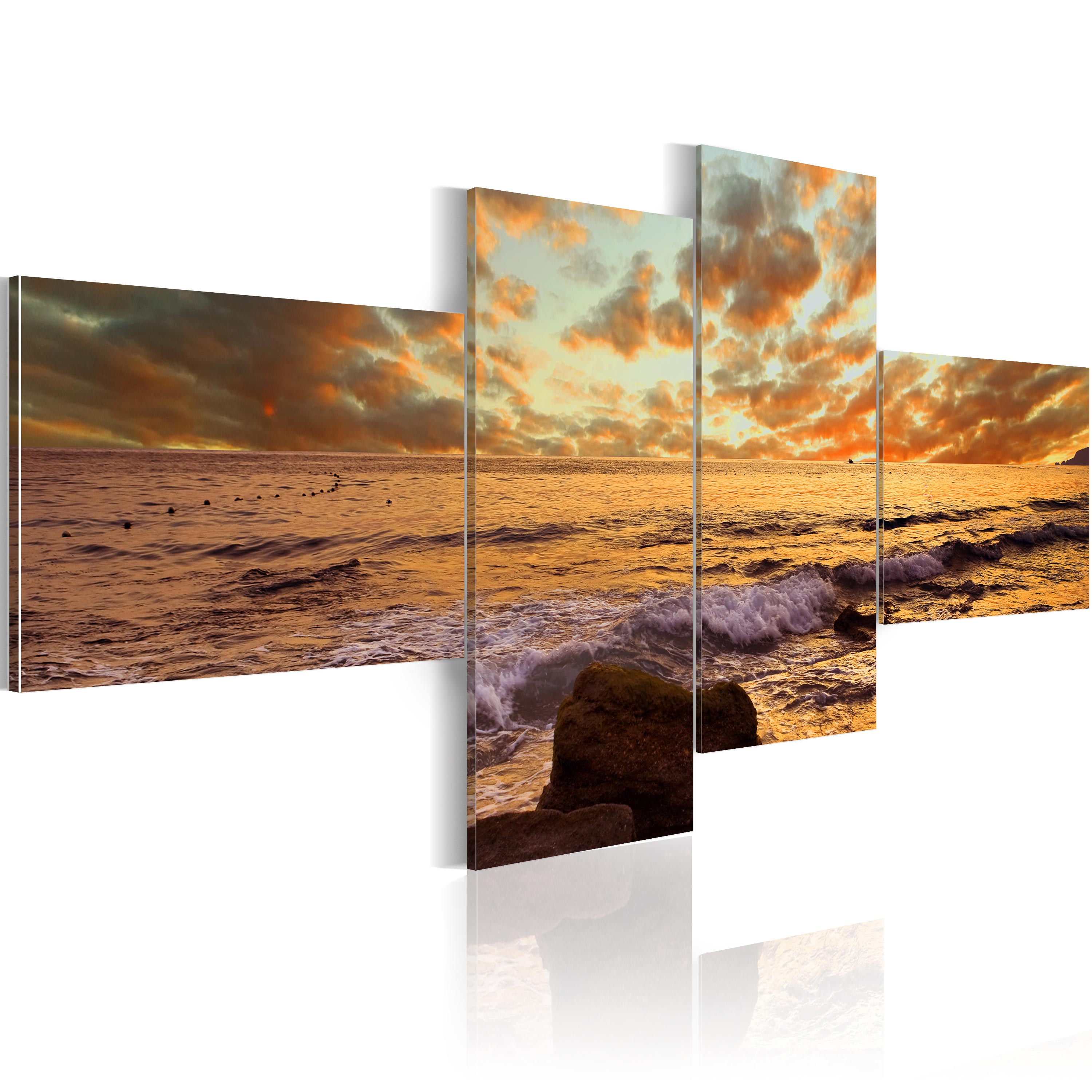 Canvas Print - Sunset over the sea - 200x90
