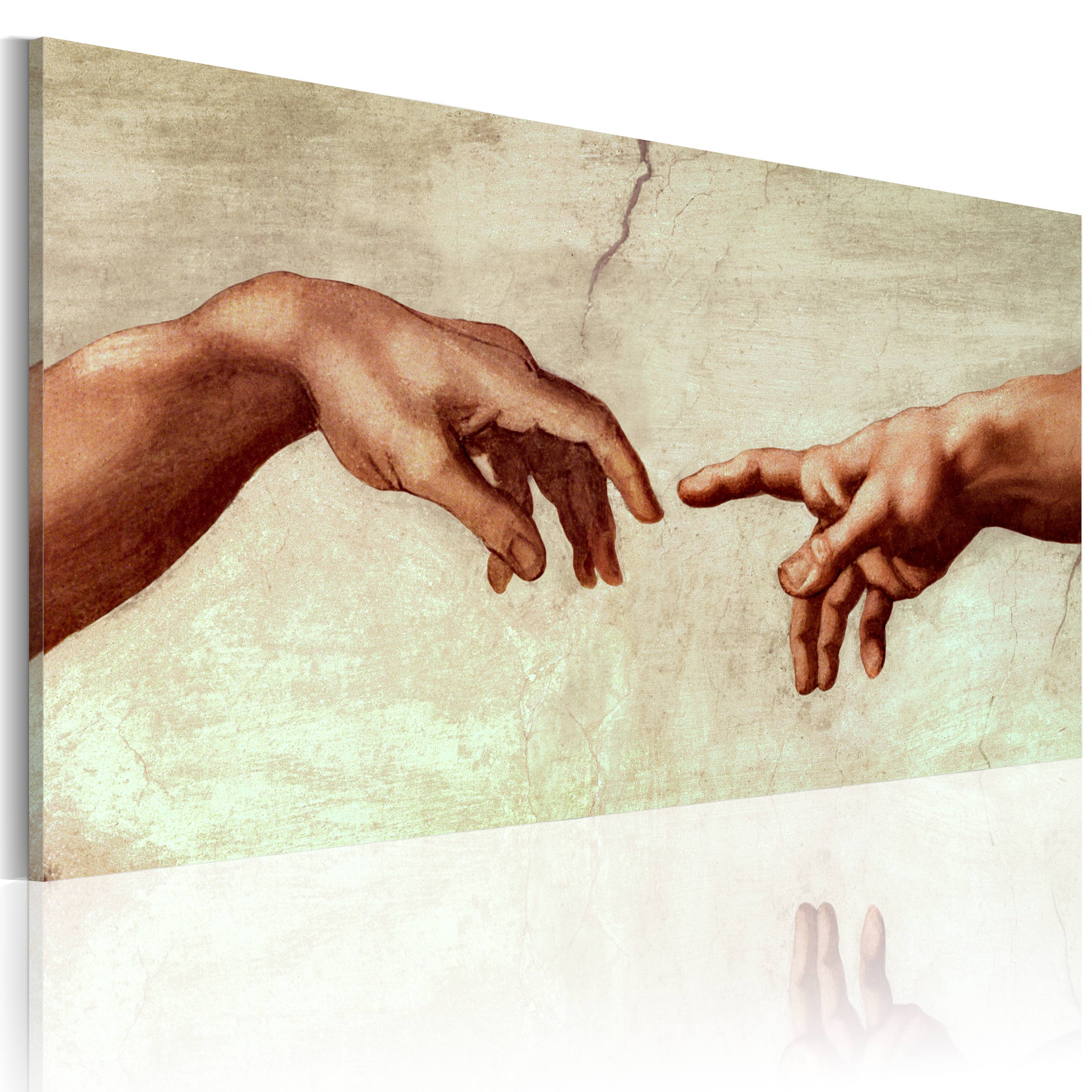Handmade painting - The creation of Adam: fragment of painting - 120x60