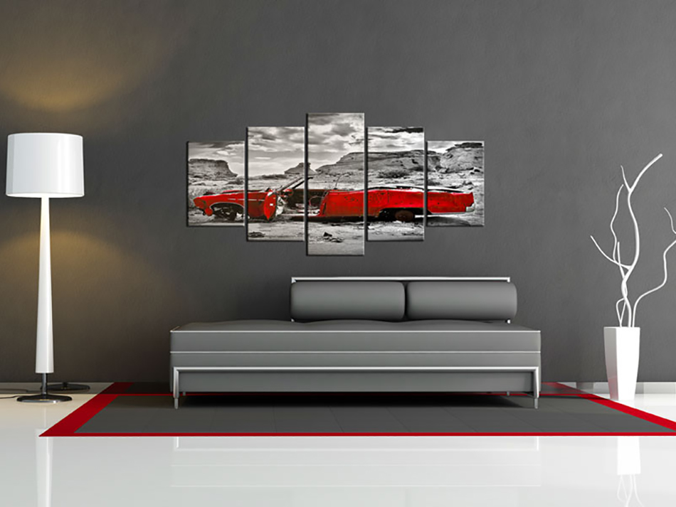 AUTO RETRO VINTAGE ROUTE Wandbilder xxl Bilder Vlies Leinwand 030206-4 ...