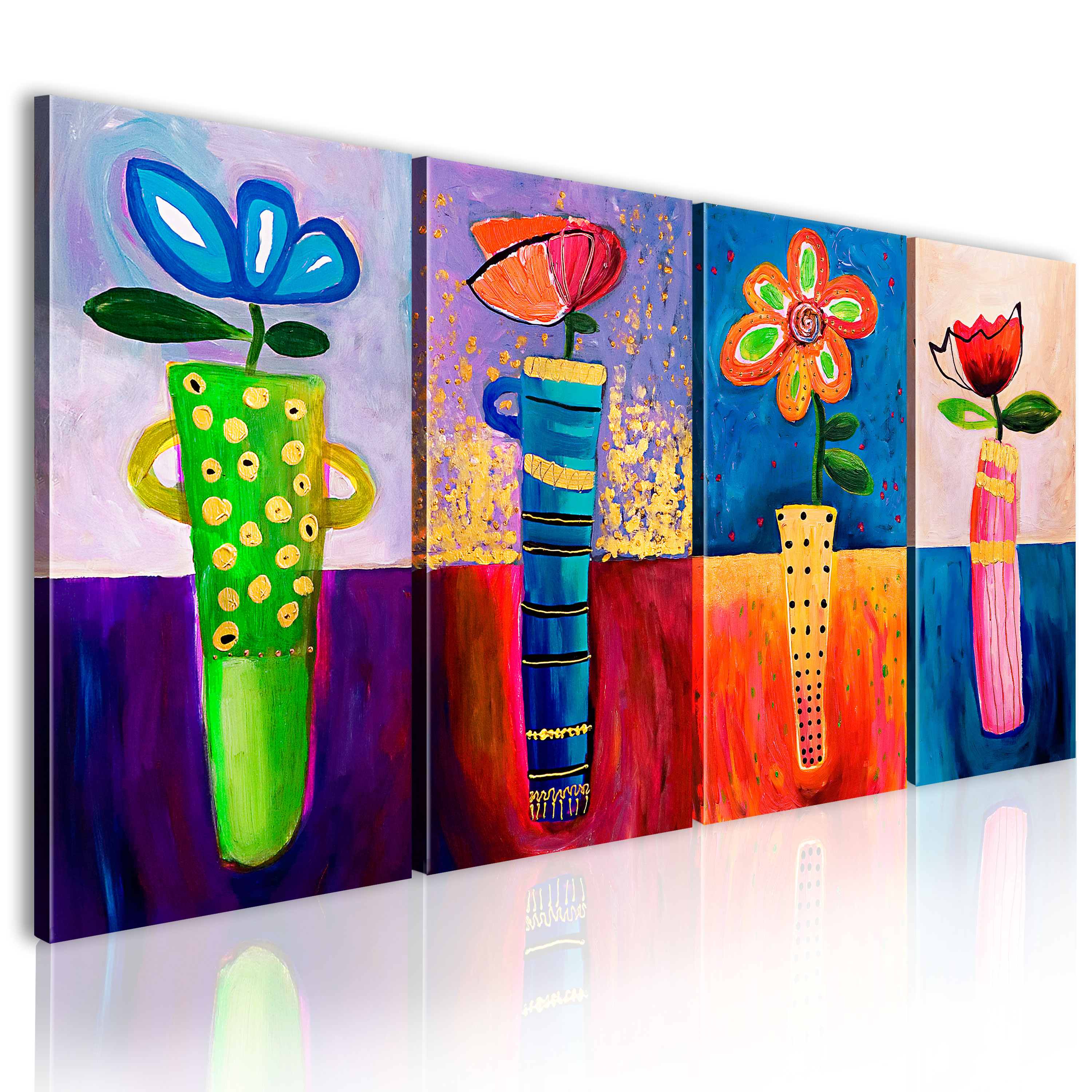 Handmade painting - Rainbow flowers - 120x60