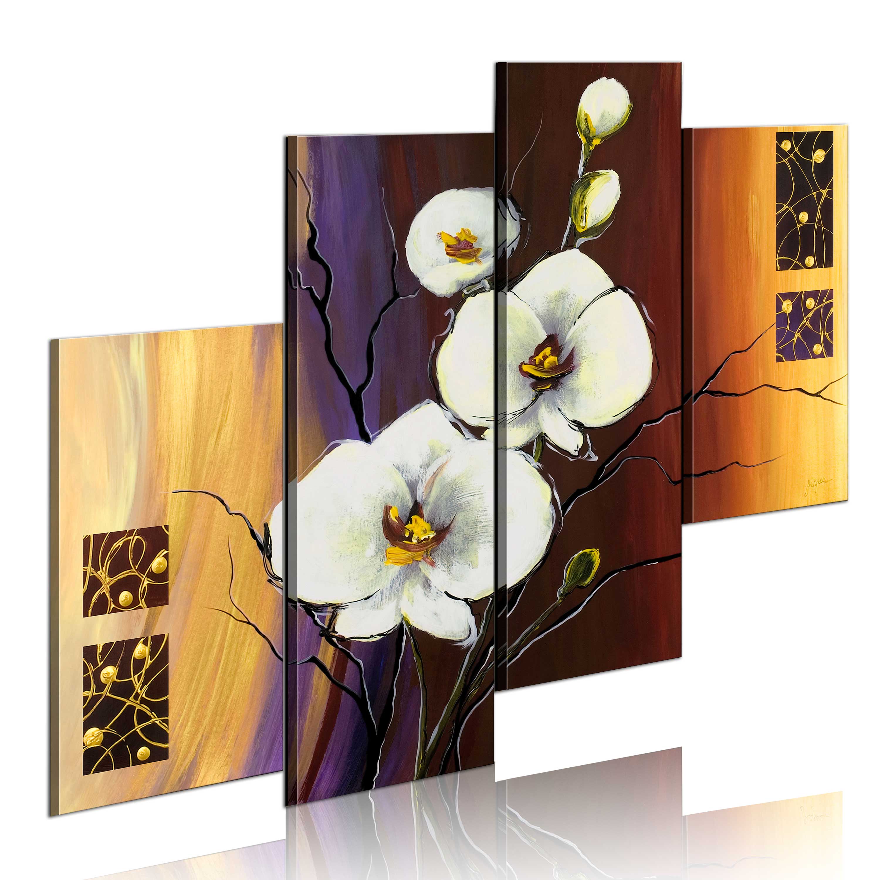 Handmade painting - White orchid - 120x100