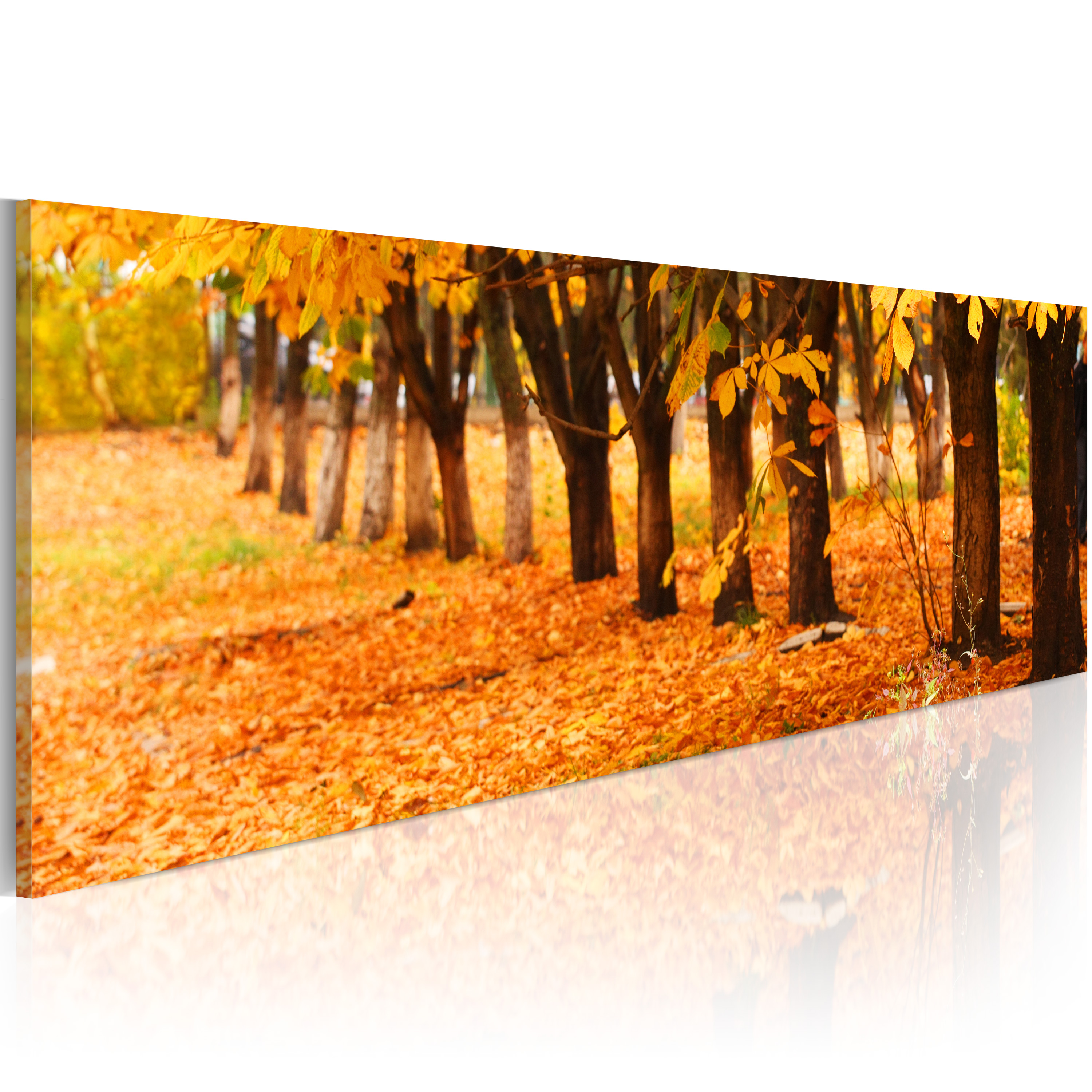 Canvas Print - Park covered with golden leaves - 135x45