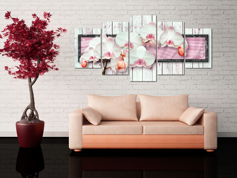 Abstrakt Vlies Leinwand Bild Bilder Wohnzimmer Wandbild XXL Blumen Orchidee