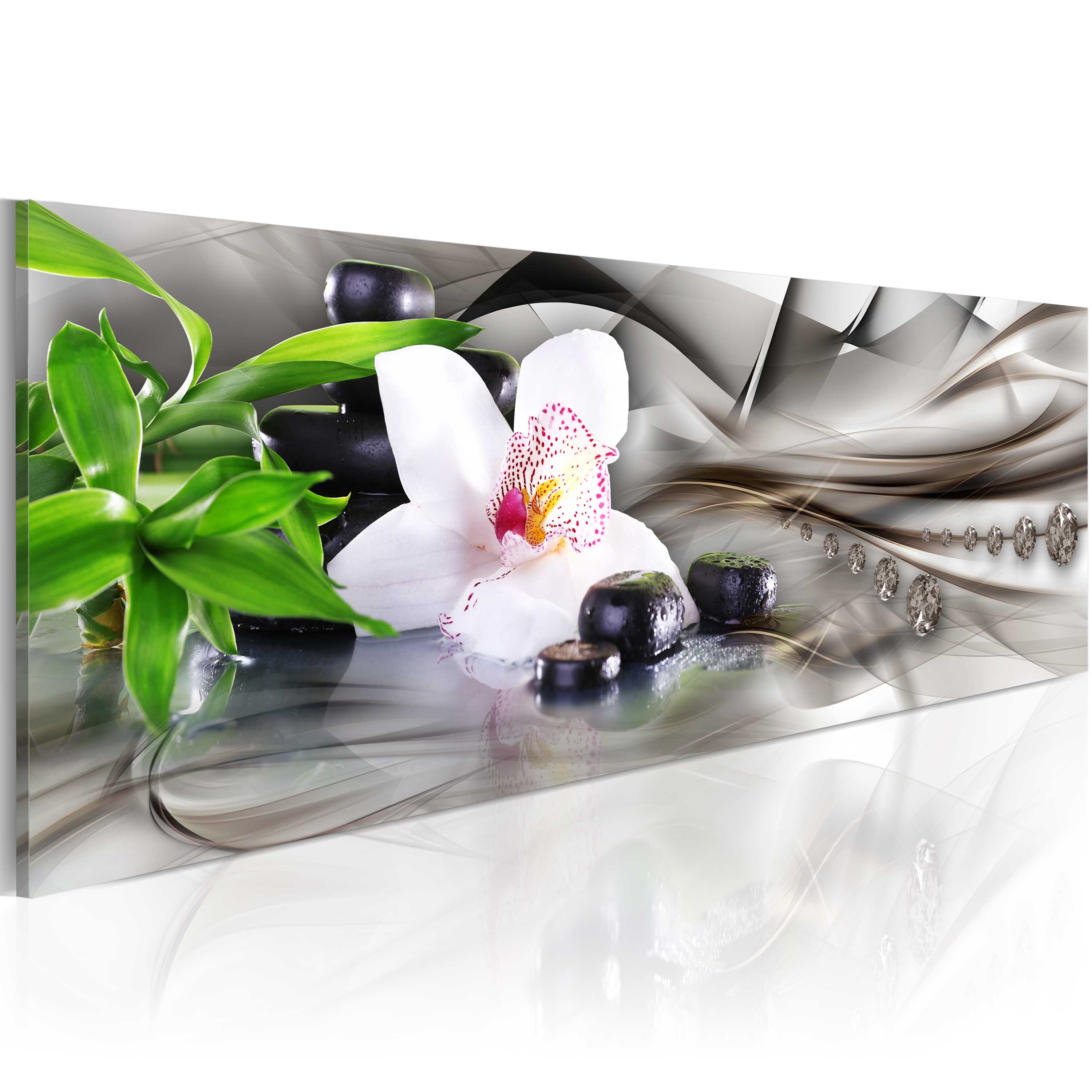 Canvas Print - Zen composition: bamboo, orchid and stones - 135x45