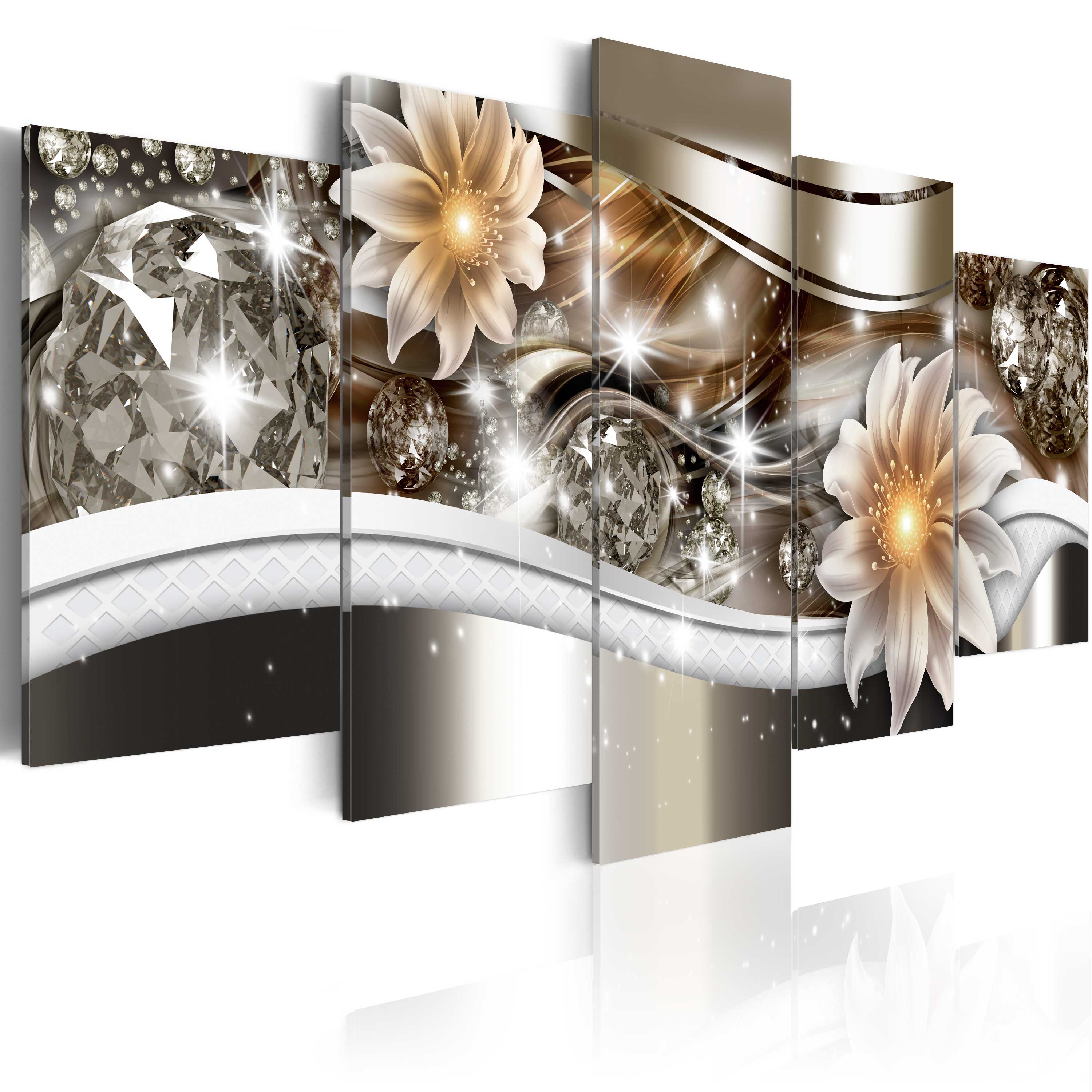 BLUMEN ABSTRAKT BRAUN DIAMANT Wandbilder xxl Bilder Vlies Leinwand b-A-0266-b-n