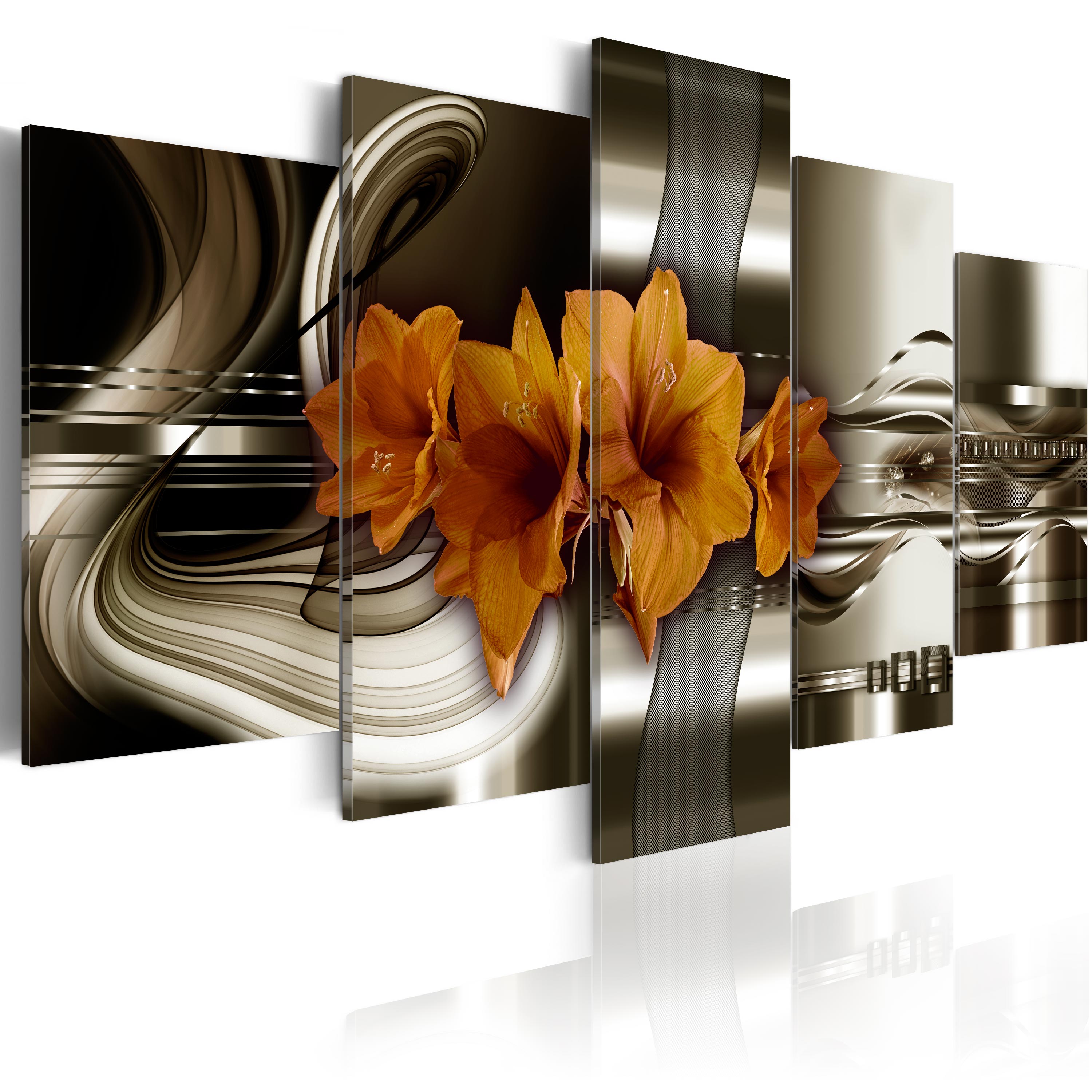 Canvas Print - Hippeastrum and Abstract Waves - 200x100