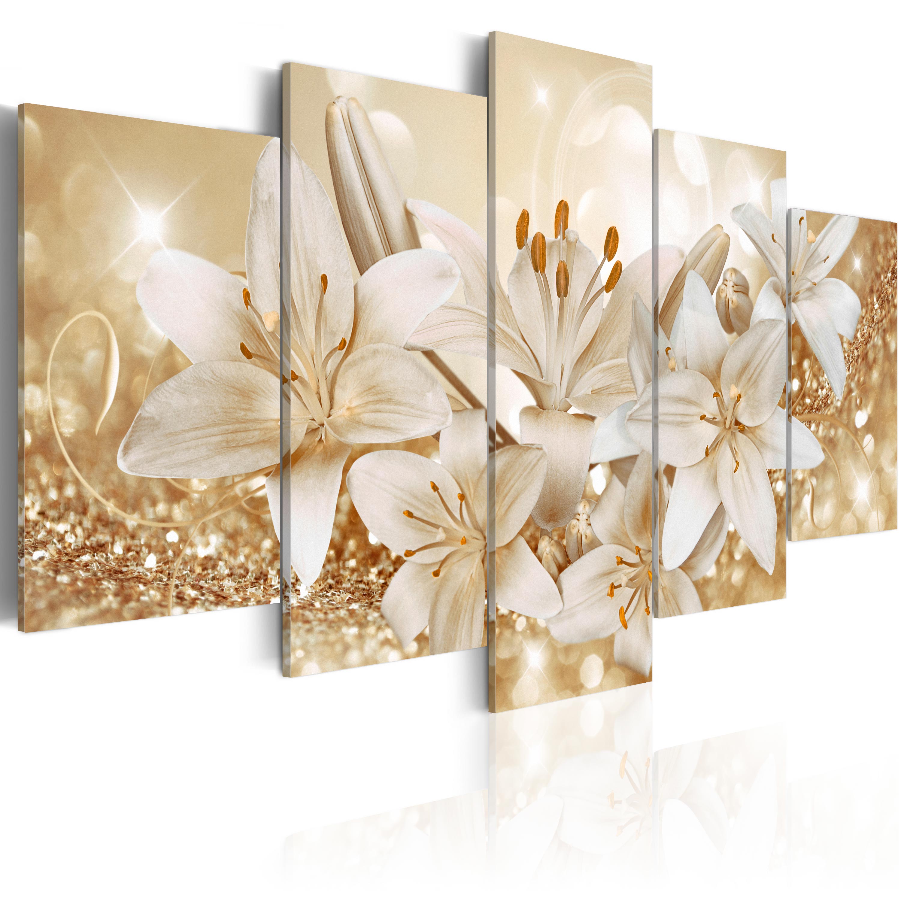 LILY FLOWERS ABSTRACT Non-woven Canvas Wall Art Image Photo Print b-A-0309-b-n