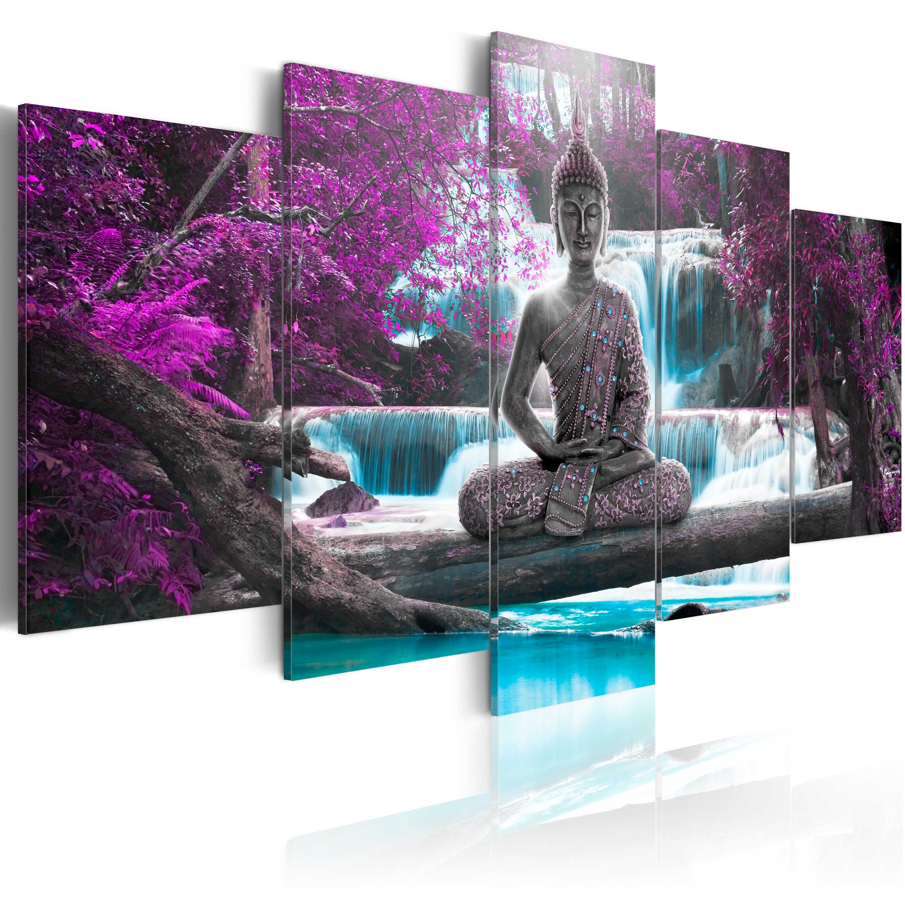 Canvas Print - Waterfall and Buddha - 200x100