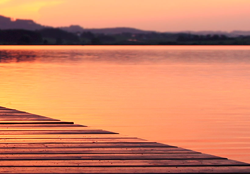 BRÜCKE SONNENUNTERGANG SEE Wandbilder xxl Bilder Vlies Leinwand c-B-0088-b-n