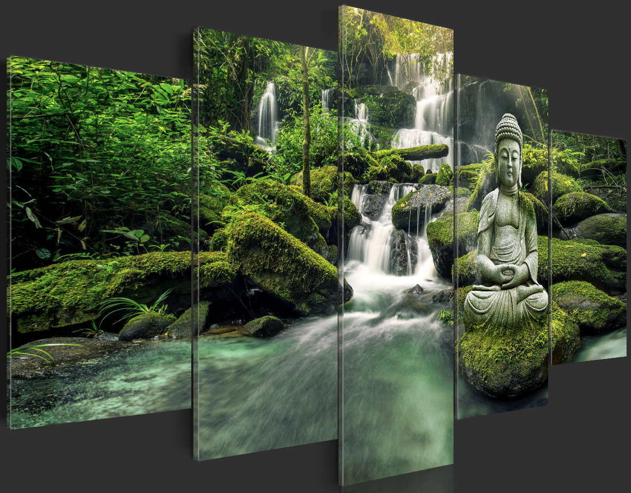 BUDDHA ZEN WATERFALL Non-woven Canvas Wall Art Image Photo Print c-A ...