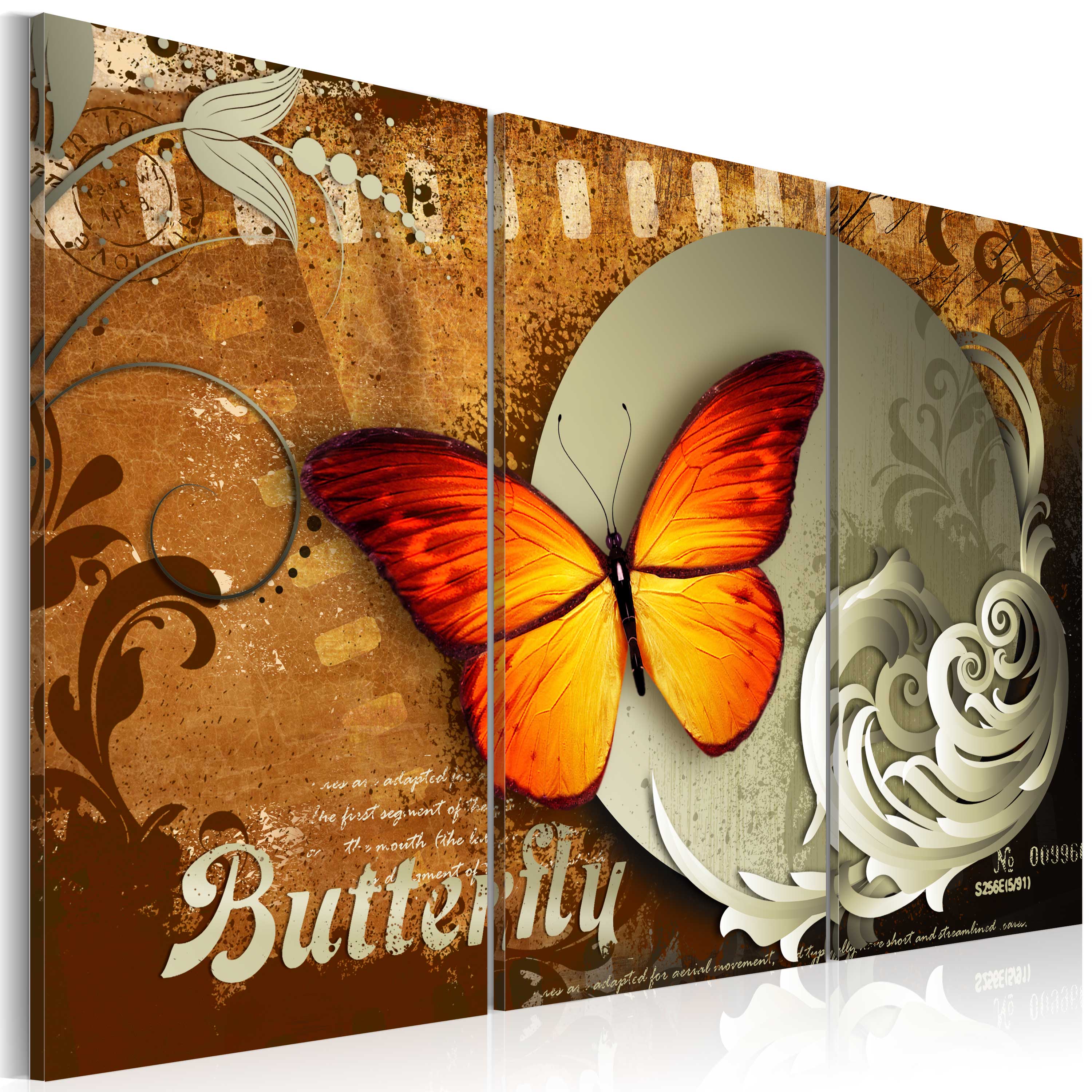 Canvas Print - Fiery butterfly and  full moon - 90x60