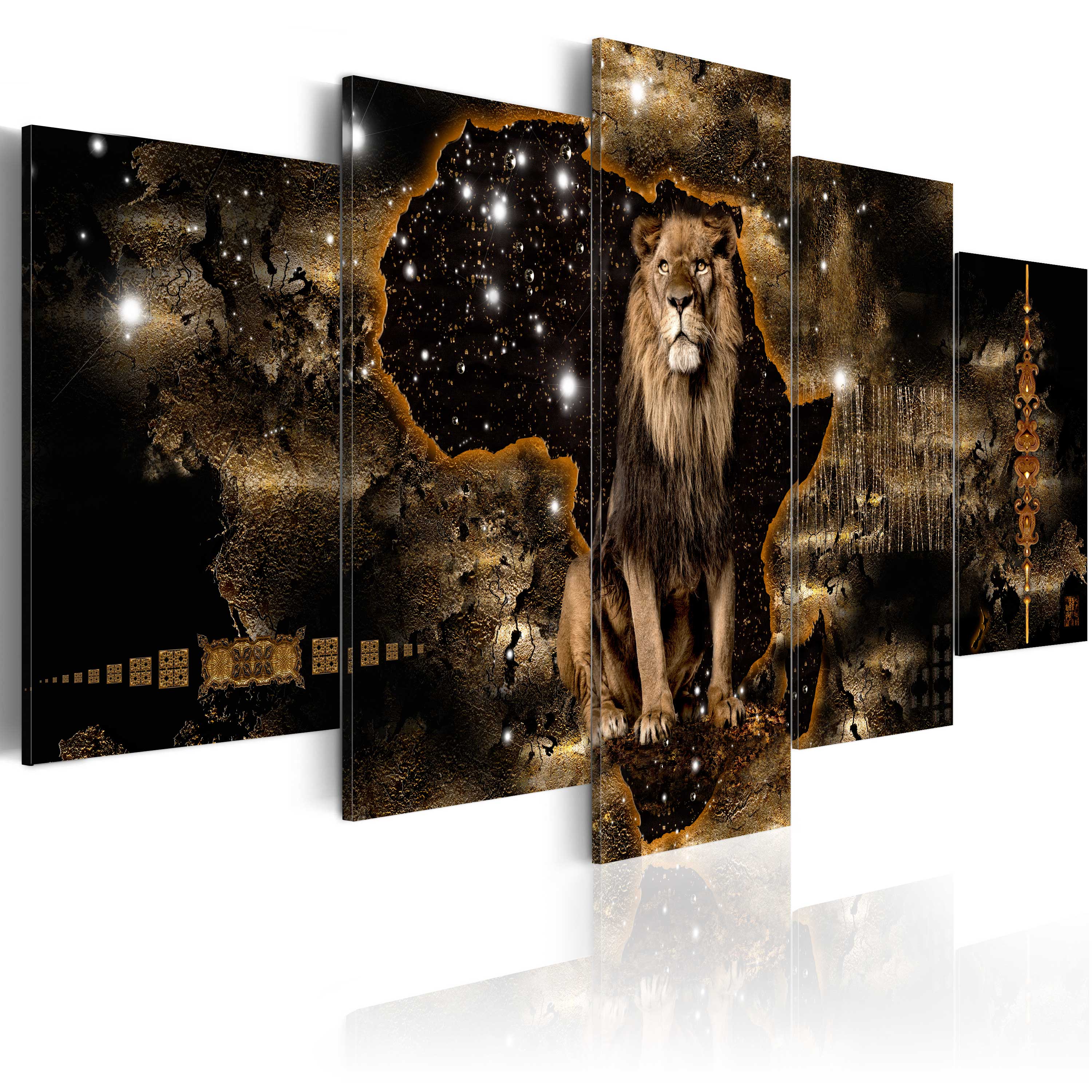 Obraz - Golden Lion (5 Parts) Wide