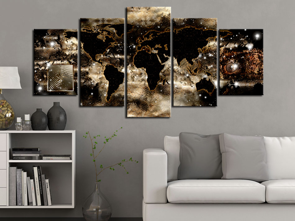 WELTKARTE k-A-0035-b-n LEINWAND BILDER XXL FERTIG AUFGESPANNT BILD 