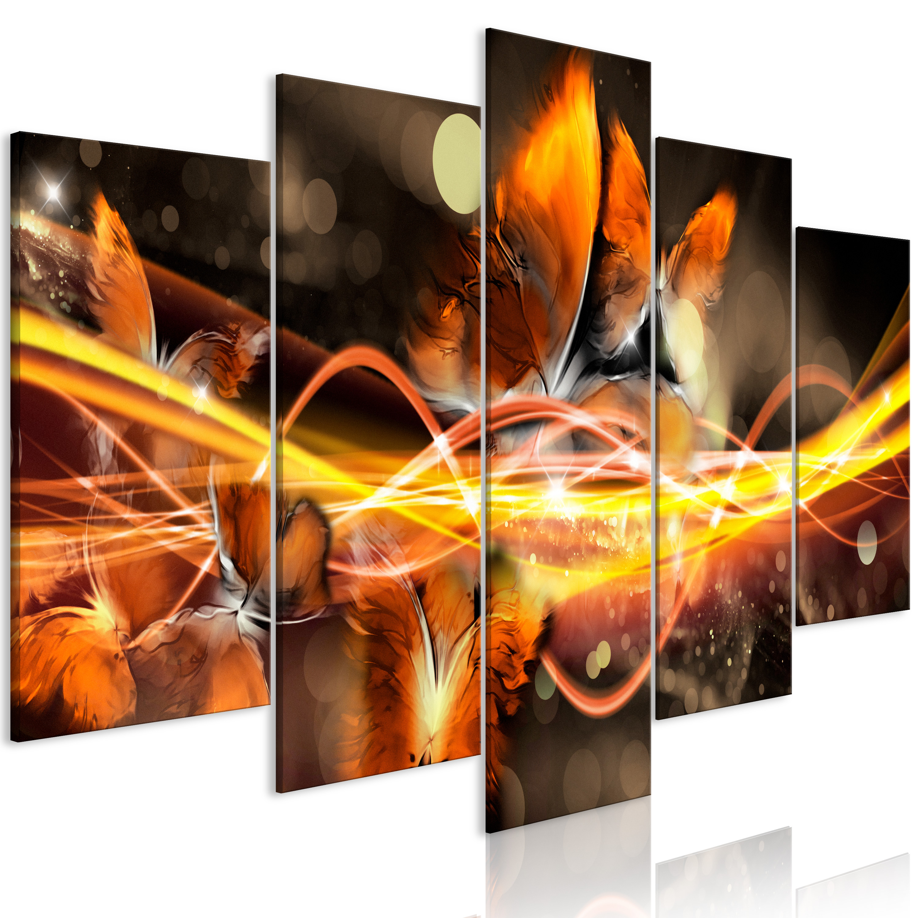 Canvas Print - Swarm of Butterflies (5 Parts) Wide Orange - 100x50