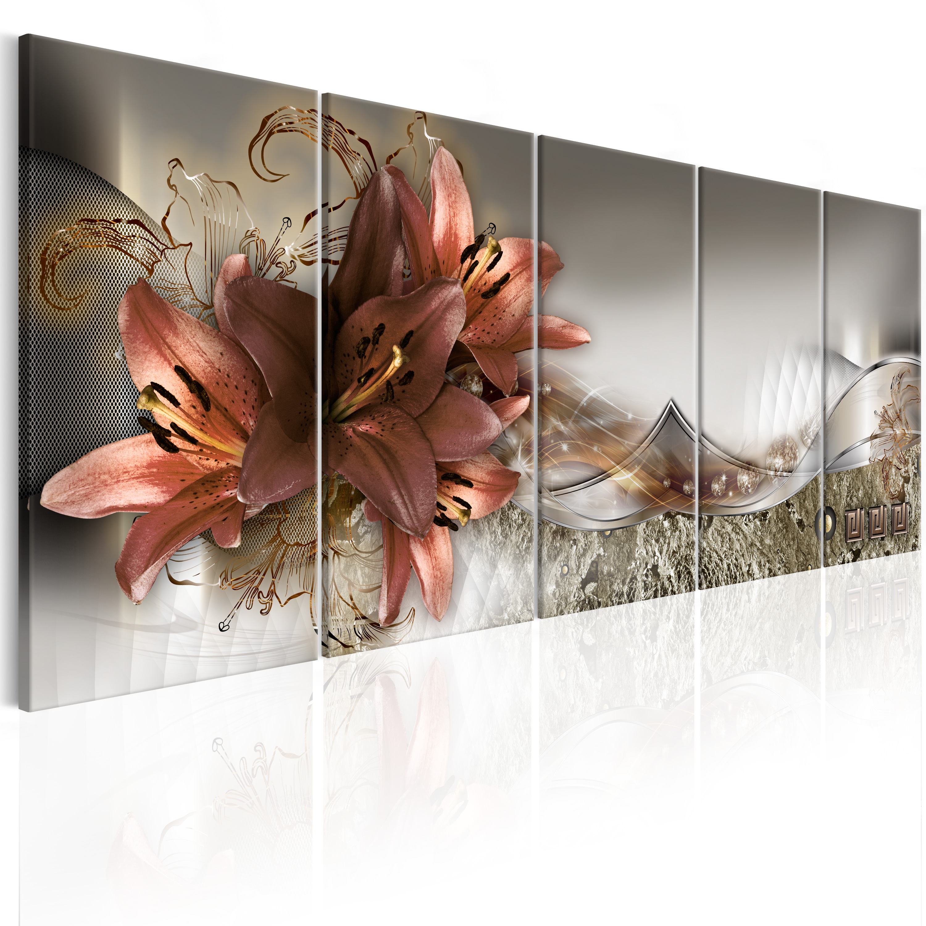 Canvas Print - Lilies and Abstraction - 200x80