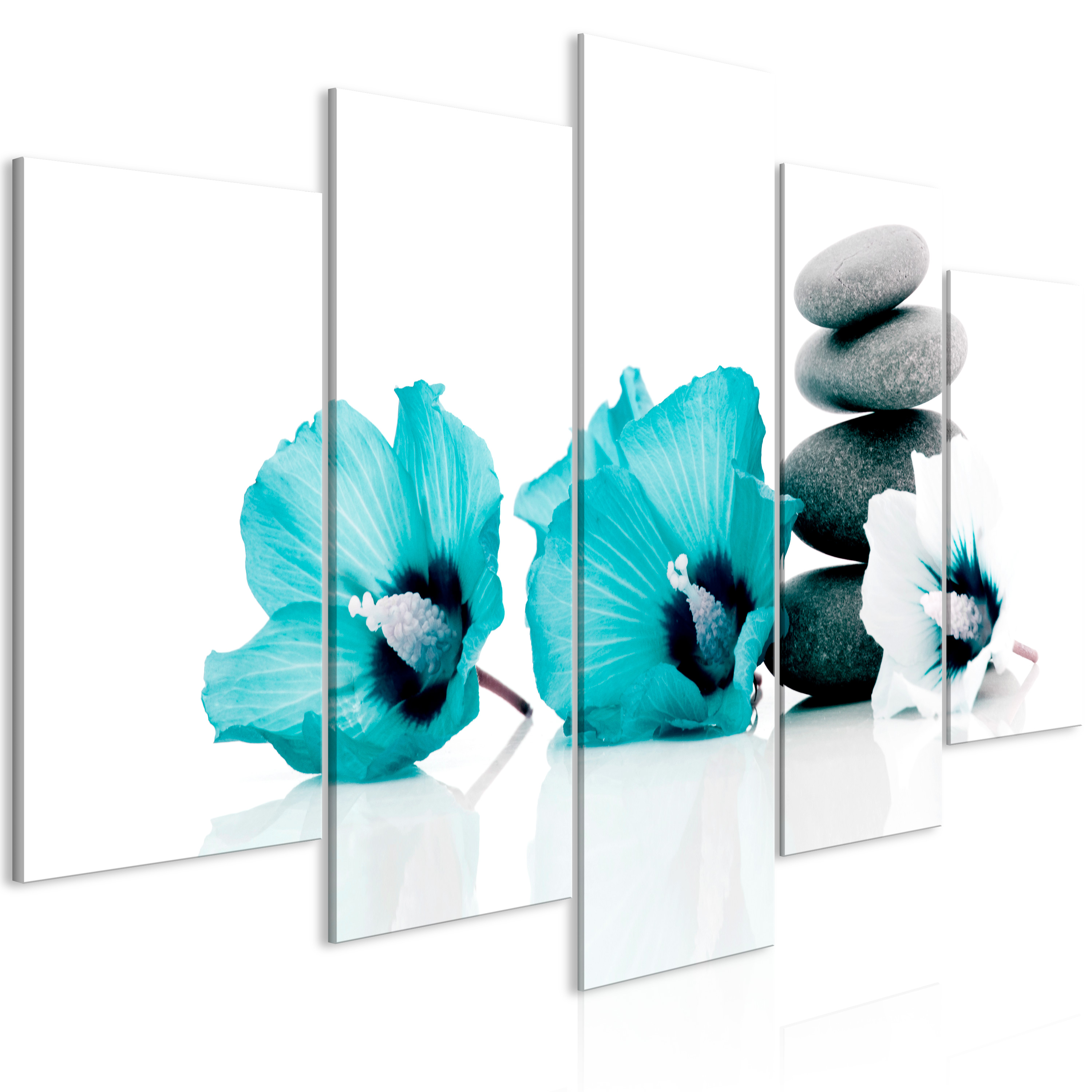 Canvas Print - Calm Mallow (5 Parts) Wide Turquoise - 100x50
