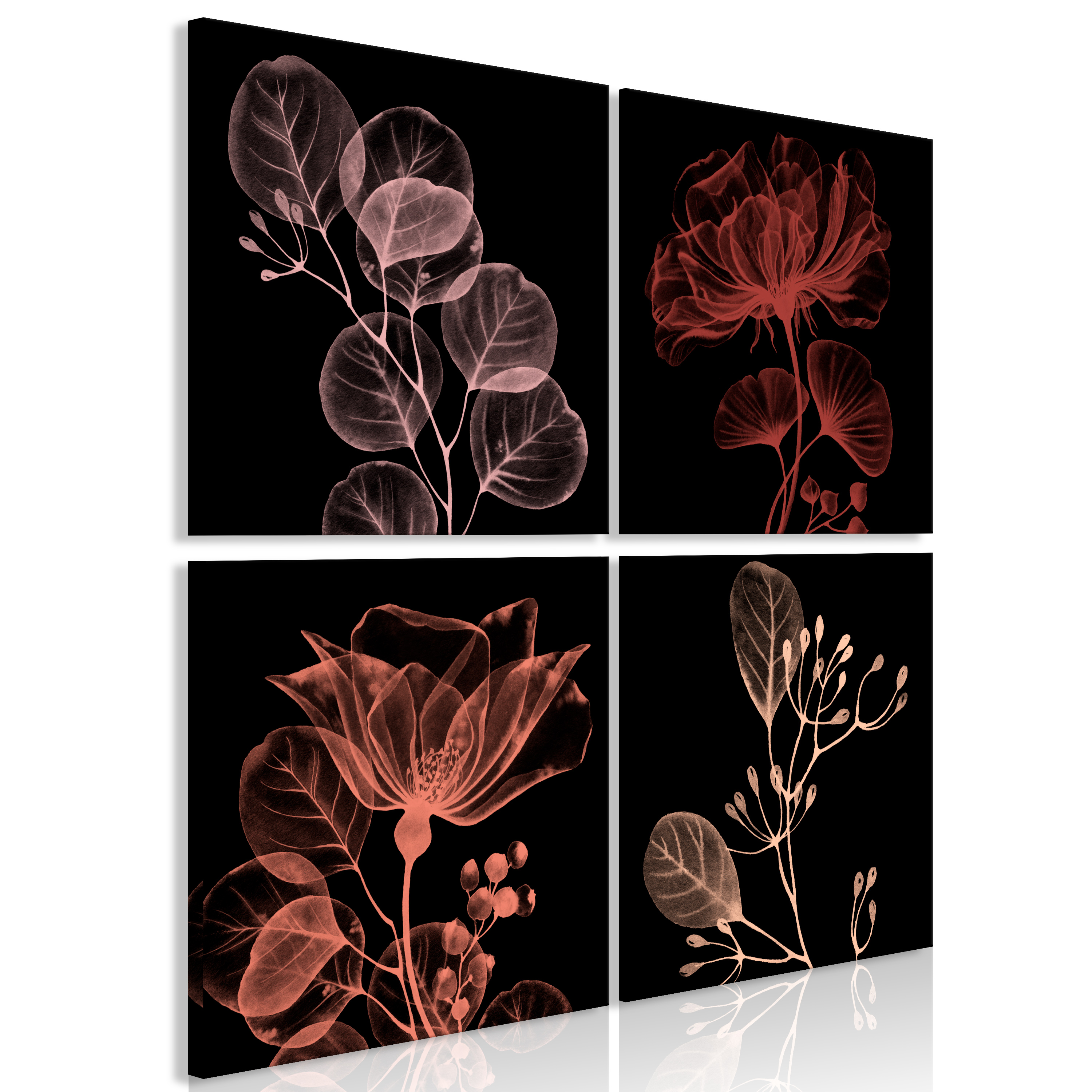 Canvas Print - Glowing Flowers (4 Parts) - 60x60