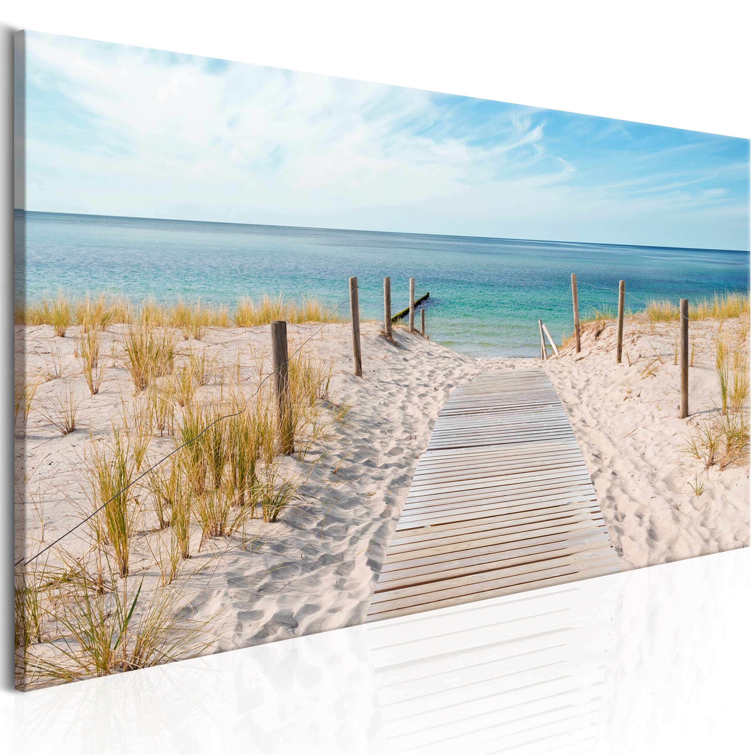 Visario Leinwandbild Strand Düne 150x50cm - 3-teilig Nordsee Ostsee Dekor