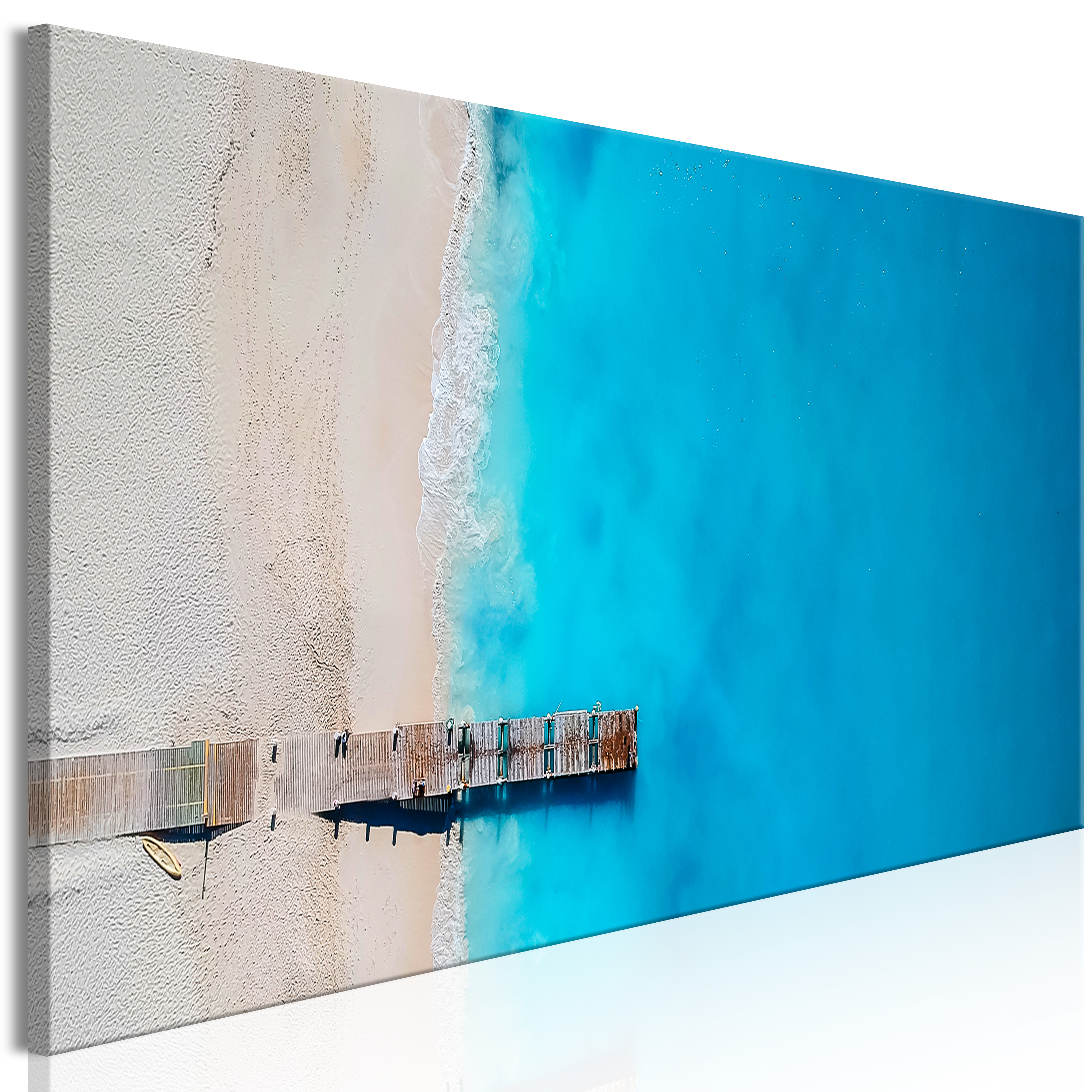 Canvas Print - Sea and Wooden Bridge (1 Part) Narrow Blue - 120x40