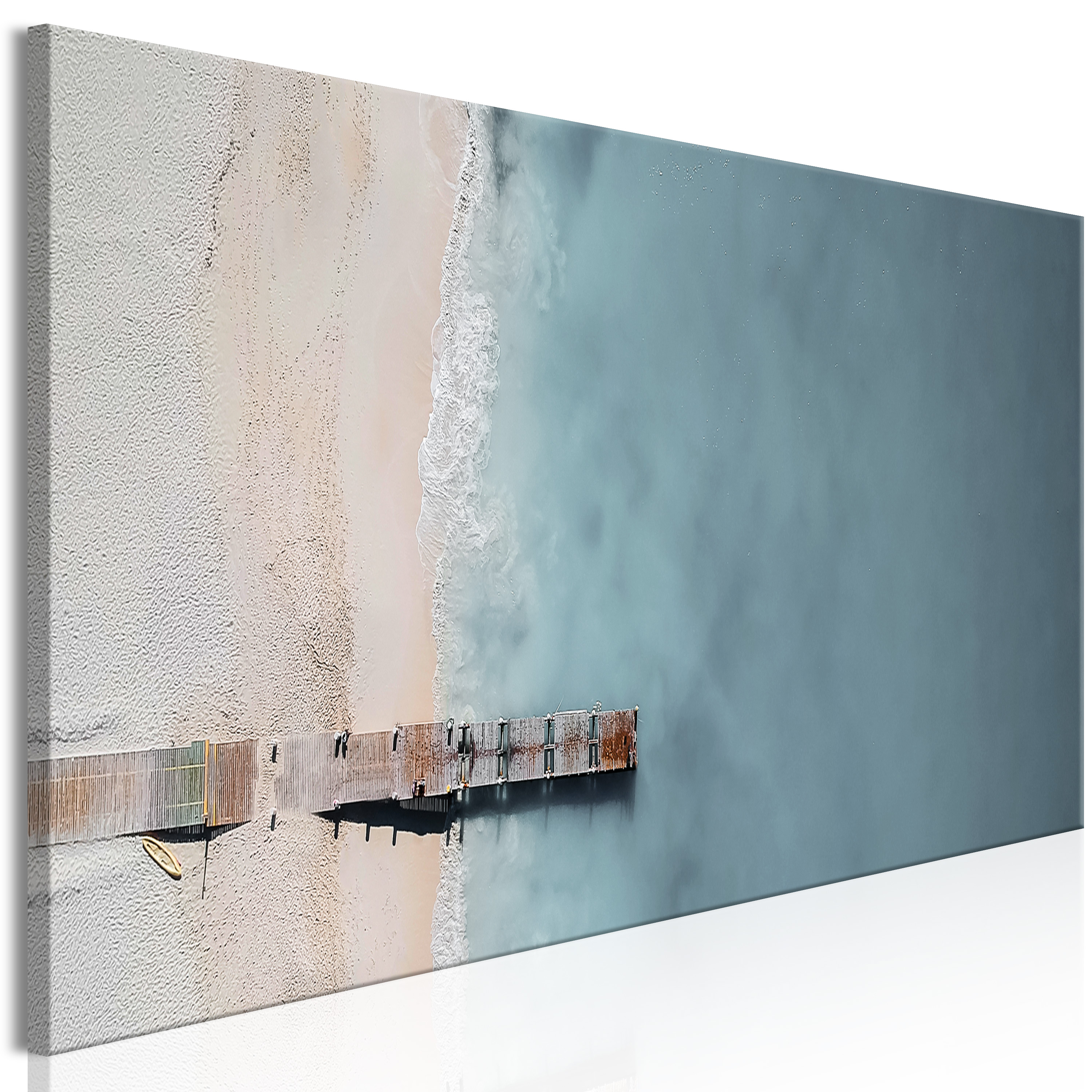 Canvas Print - Sea and Wooden Bridge (1 Part) Narrow Grey - 135x45
