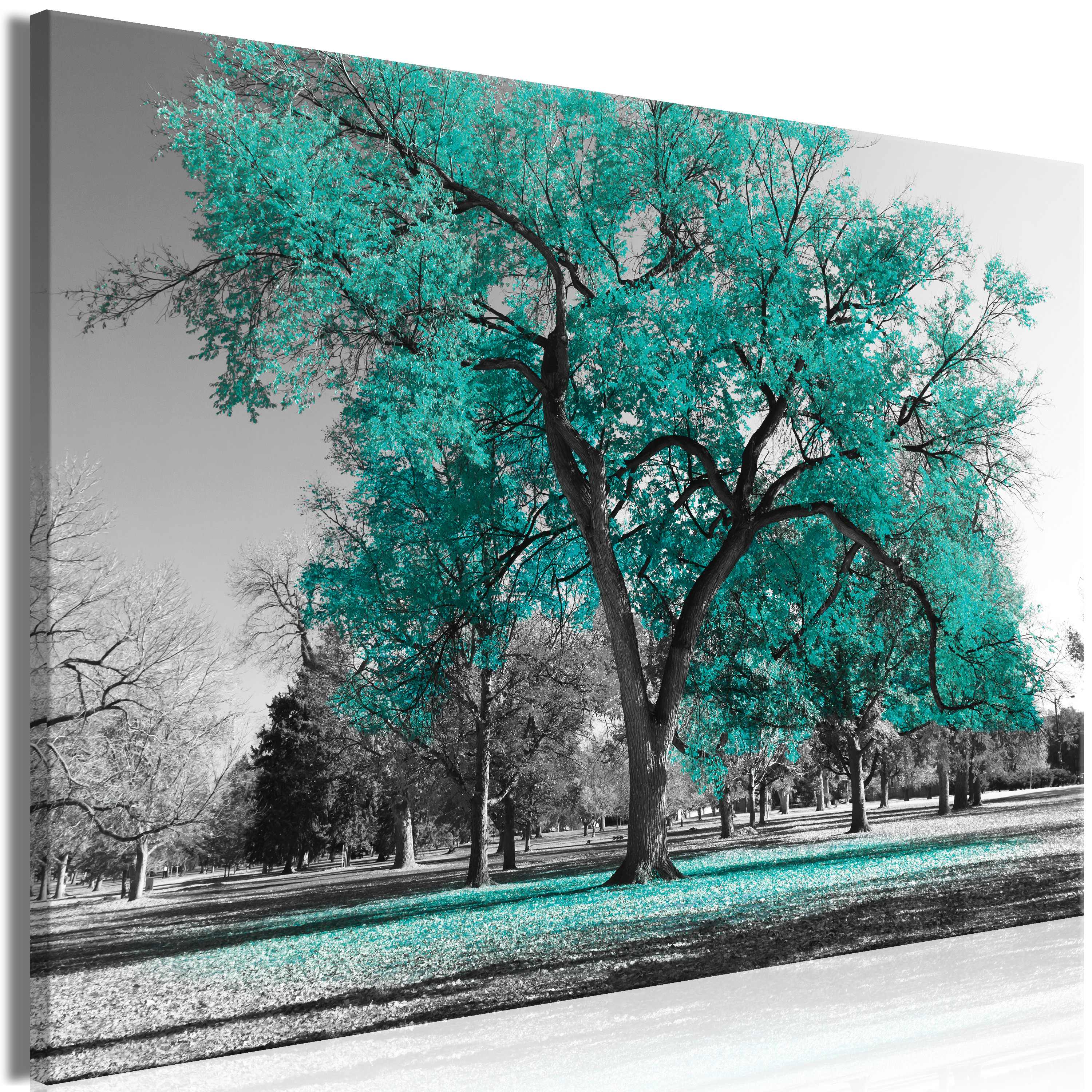Canvas Print - Autumn in the Park (1 Part) Wide Turquoise - 120x80