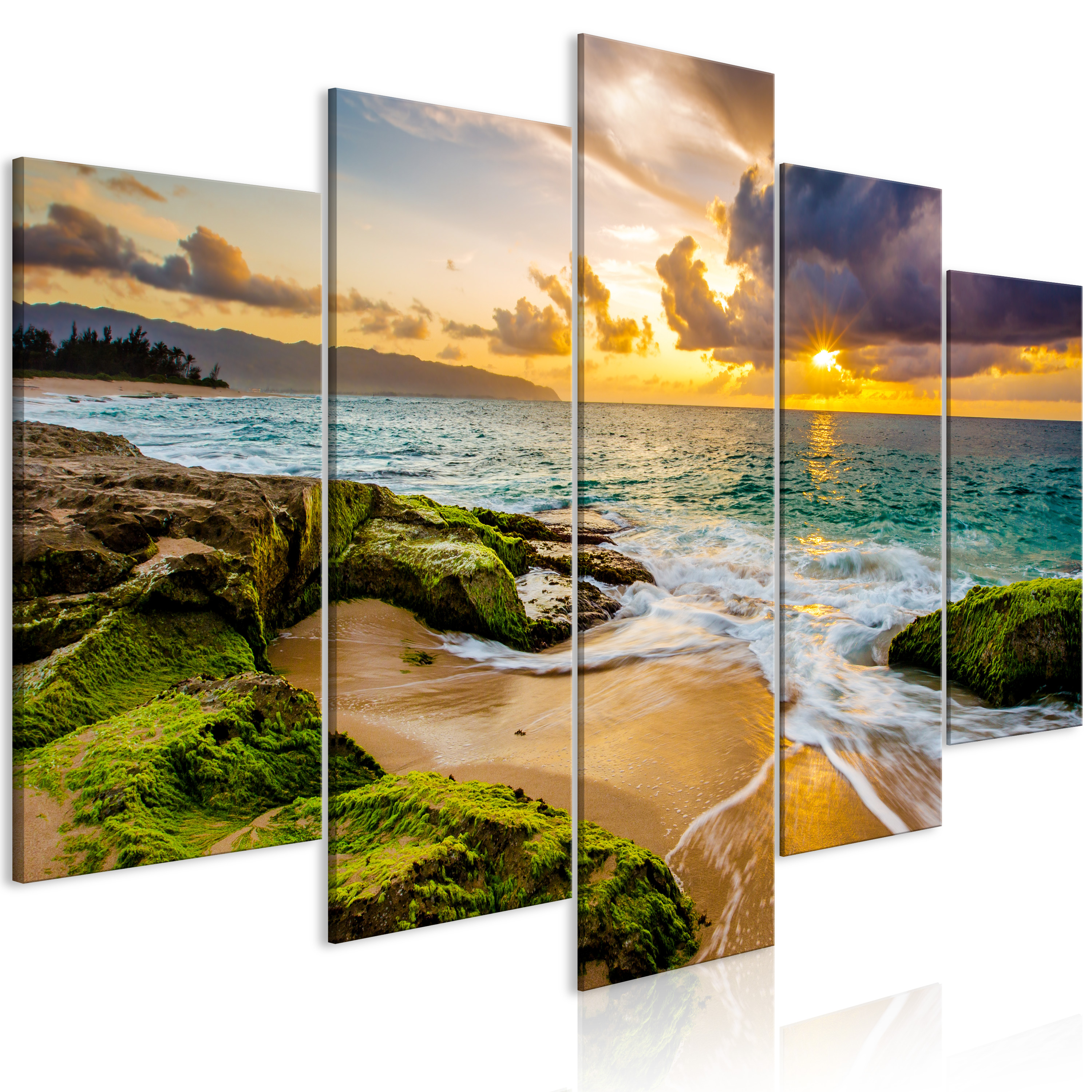 Canvas Print - Turquoise Sea (5 Parts) Wide - 200x100