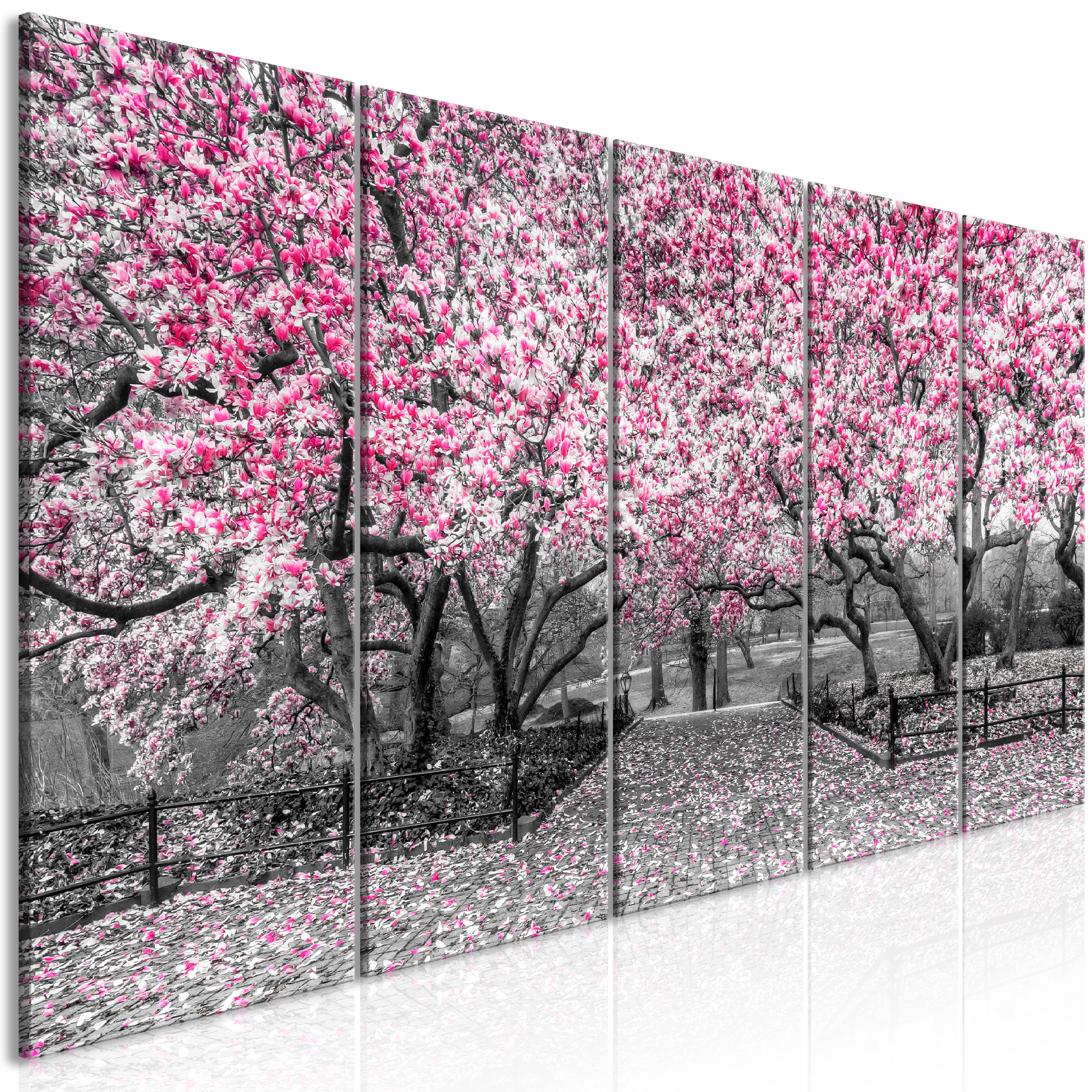 Obraz - Magnolia Park (5 Parts) Narrow Pink