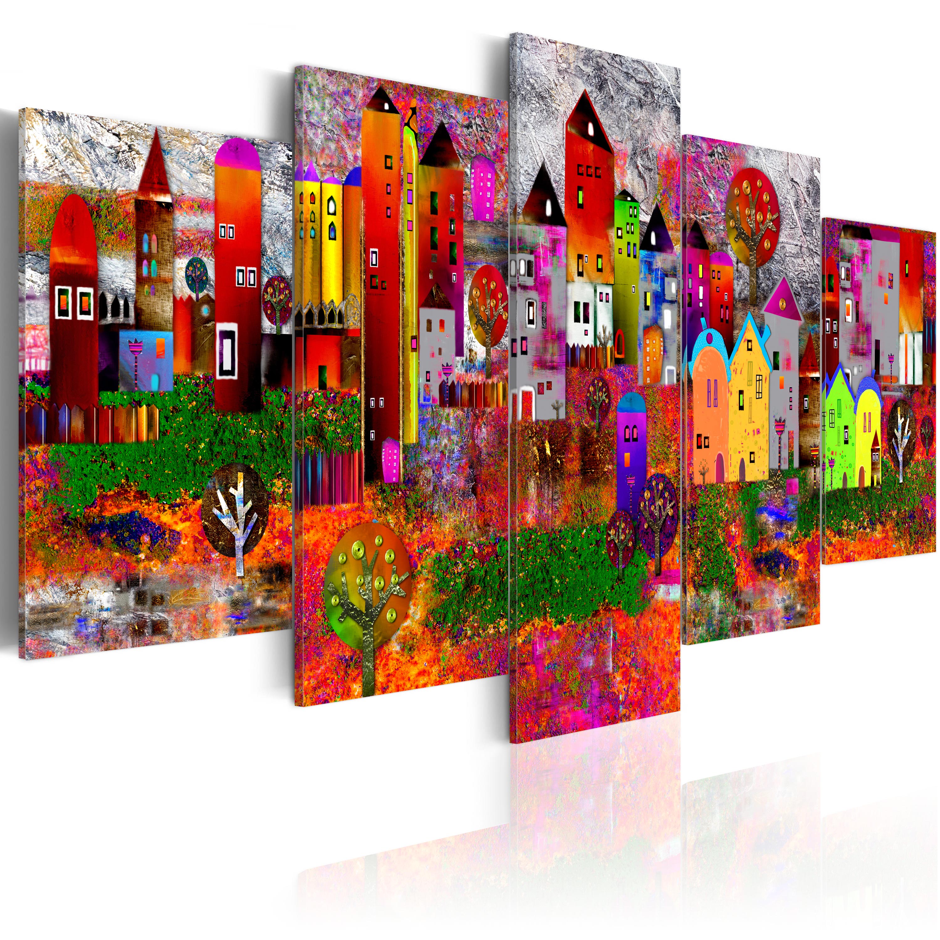 Canvas Print - Colourful Small Town - 200x100