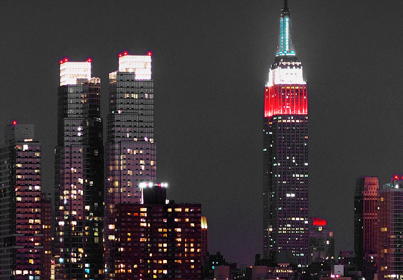 New York Vlies Leinwandbild 1 tlg Wandbilder XXL Skyline NY Stadt Nacht City