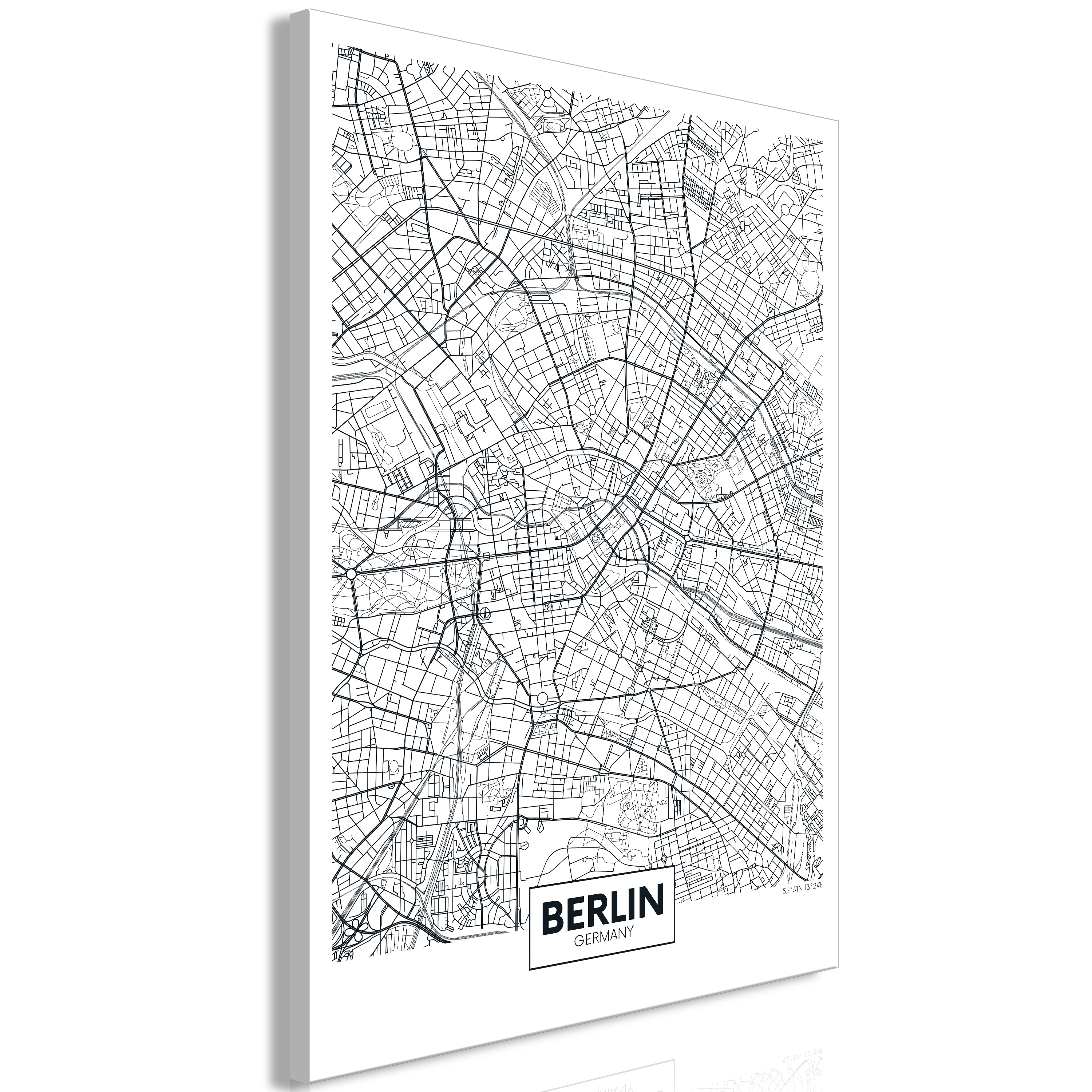 Canvas Print - Map of Berlin (1 Part) Vertical - 60x90