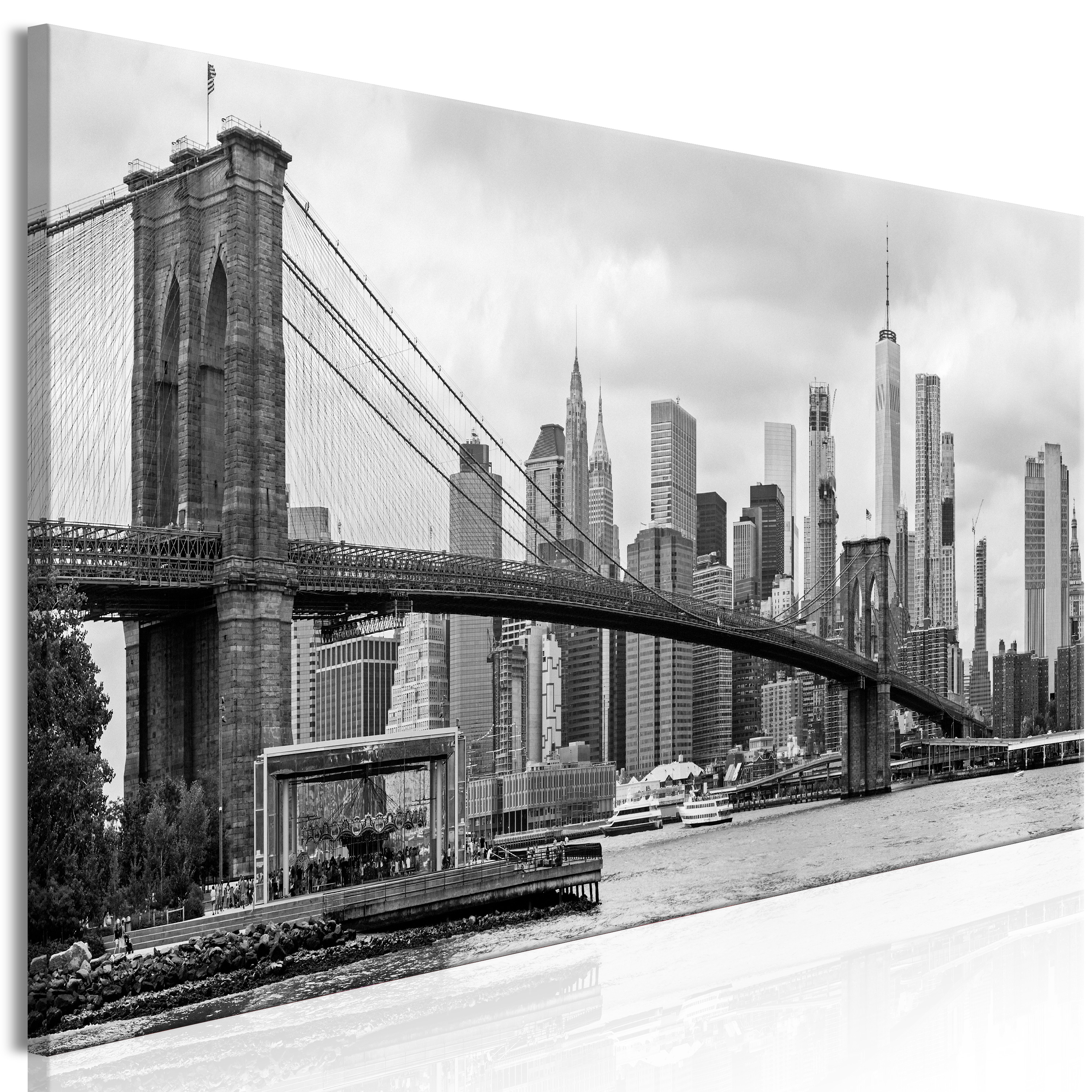 Canvas Print - Road to Manhattan (1 Part) Narrow Black and White - 135x45