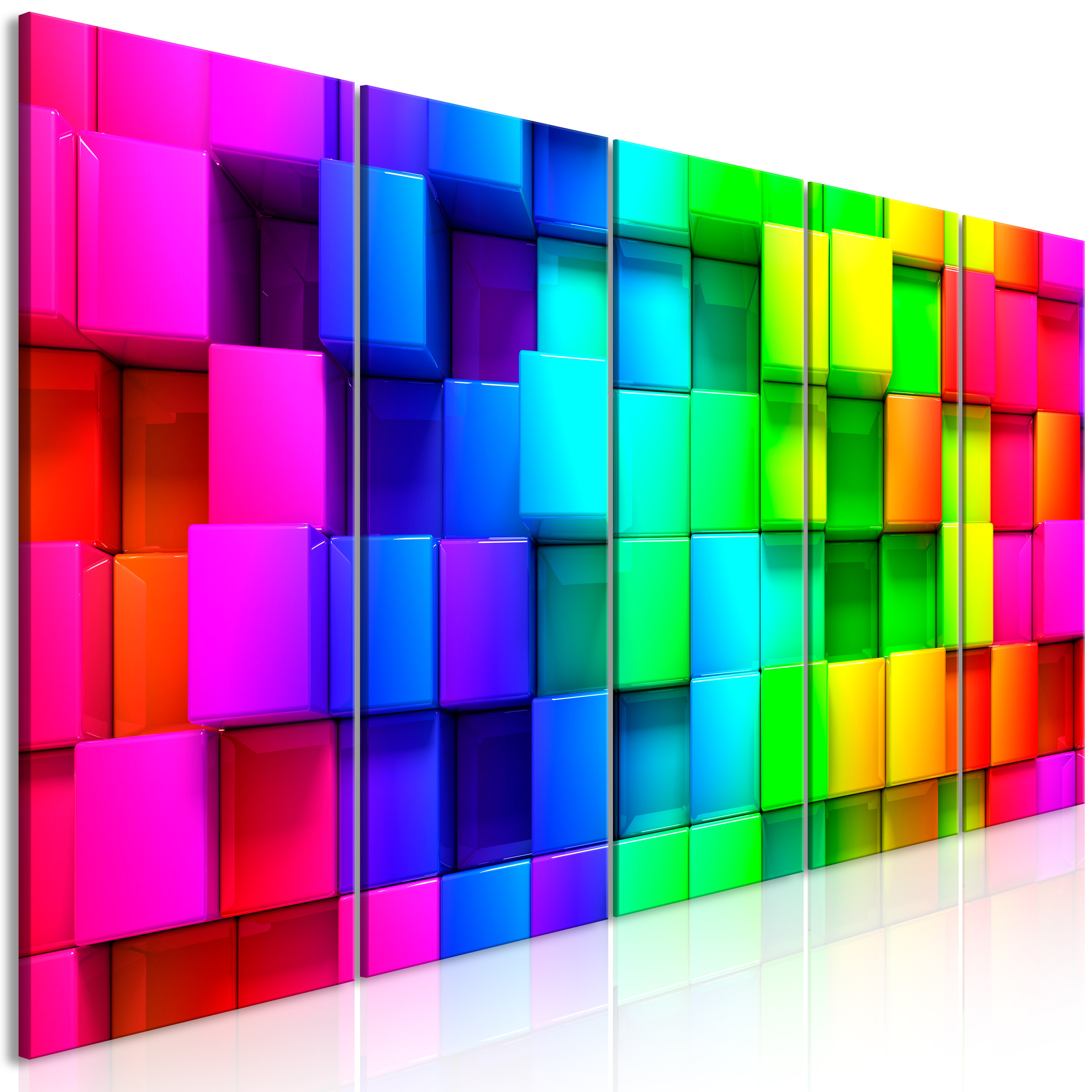 Canvas Print - Colourful Cubes (5 Parts) Narrow - 200x80
