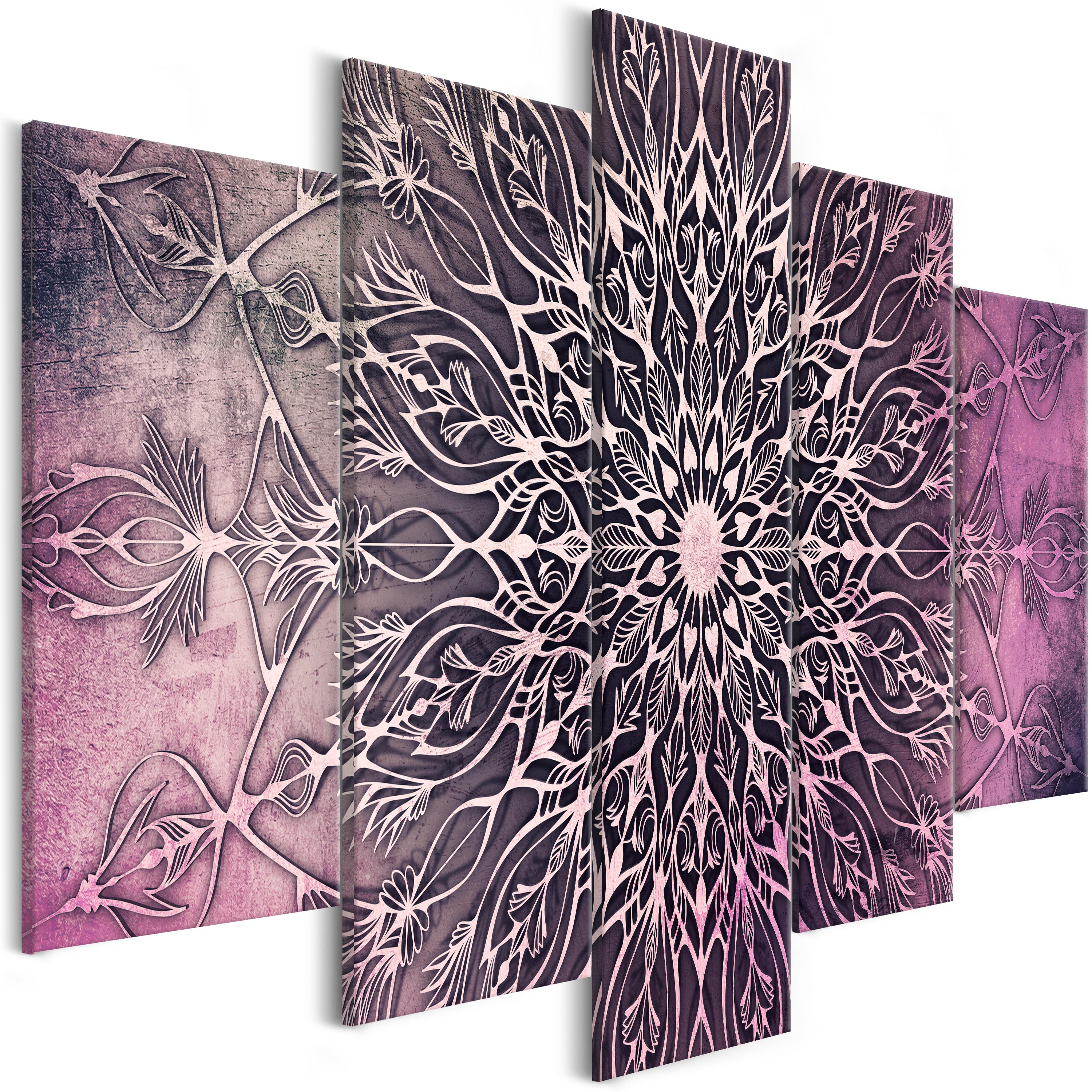 Canvas Print - Center (5 Parts) Wide Pink - 200x100